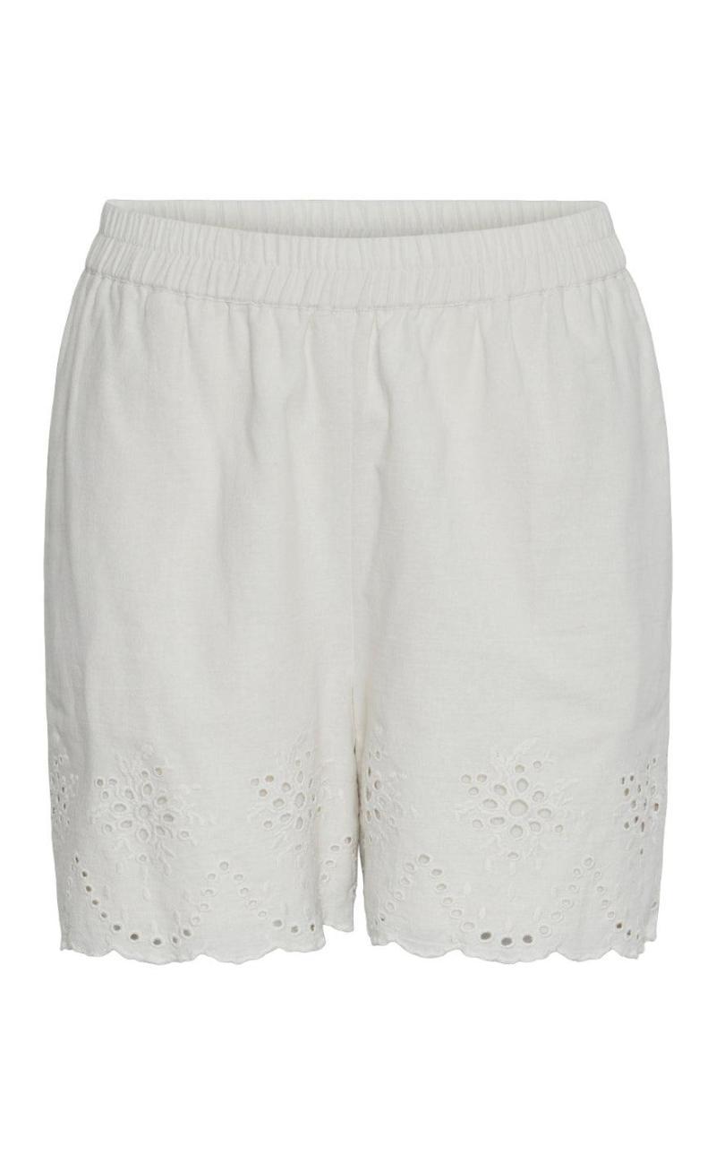 Broderede Almina Shorts i Birch fra Pieces