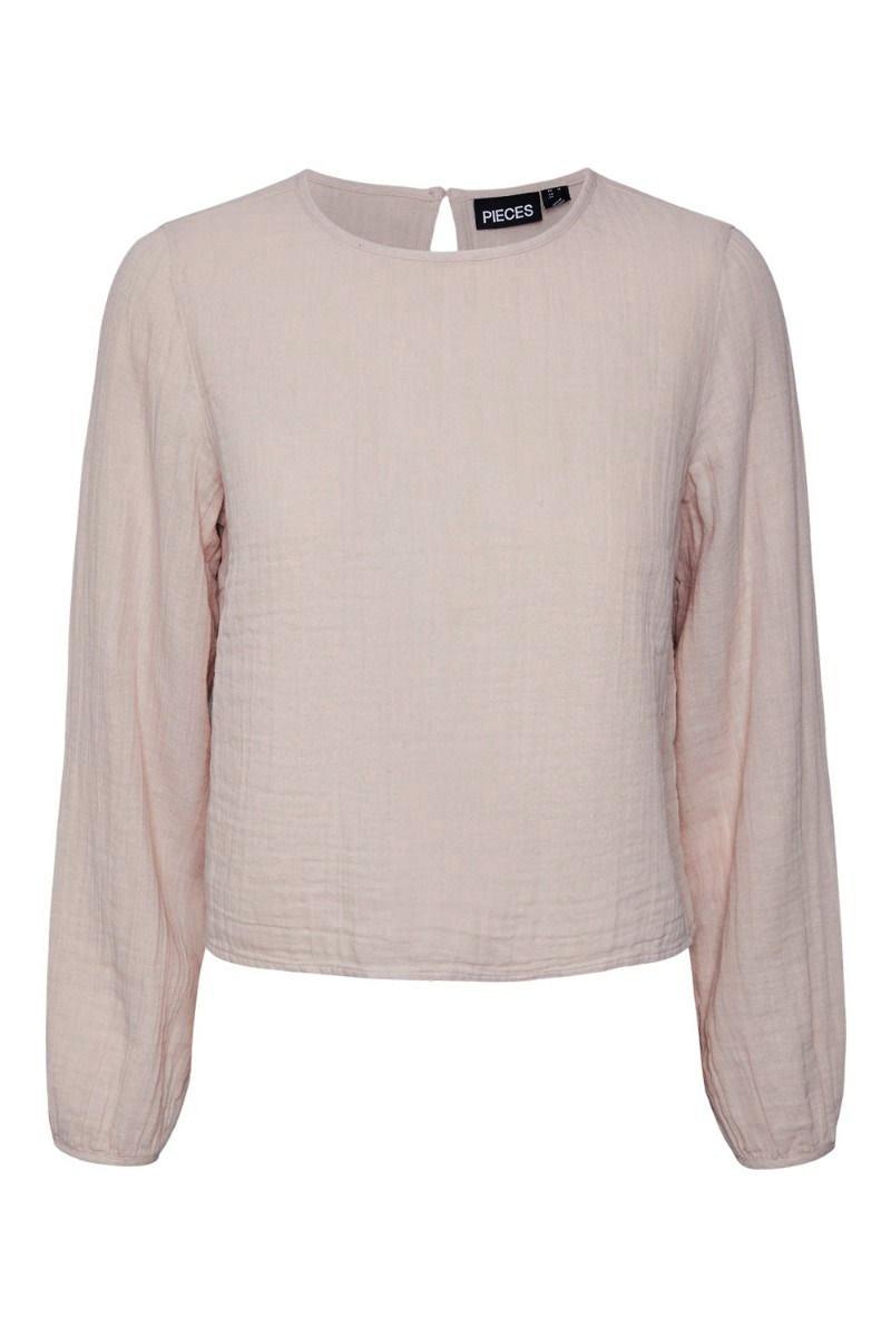 Bluse   Pc Mastina Ls Crop Top   Silver Gray fra Pieces
