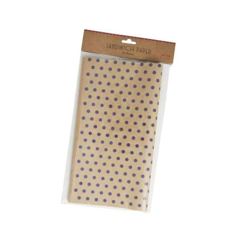 50 Stk. Sandwichpapir   Dots   Blå fra Rice