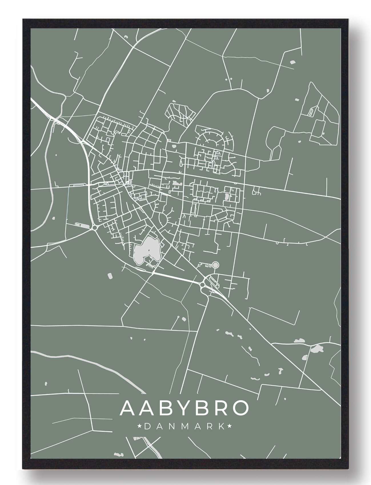 Aabybro Plakat Grøn  Størrelse:   15x21cm  A5