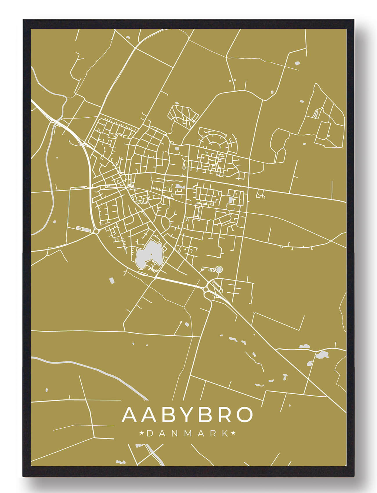 Aabybro Plakat Gul  Størrelse:   15x21cm  A5