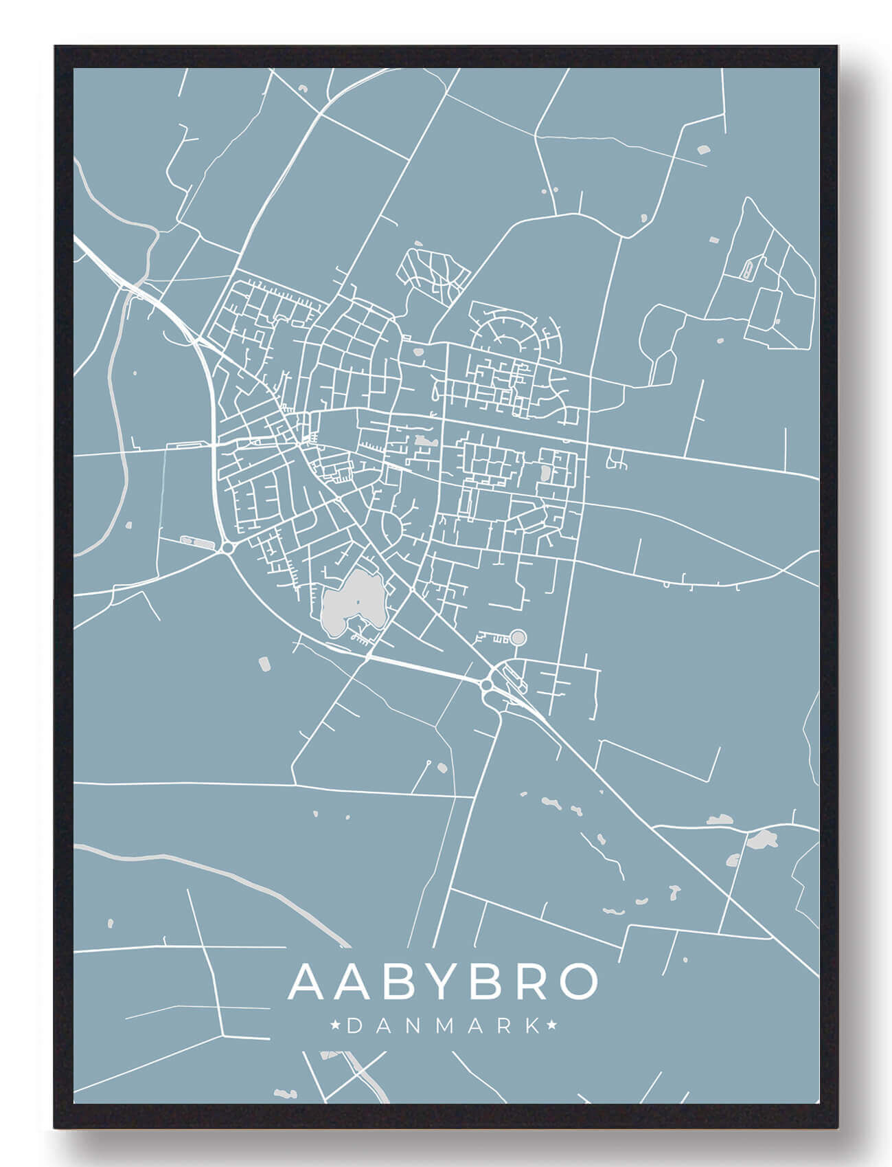 Aabybro Plakat Lyseblå  Størrelse:   15x21cm  A5