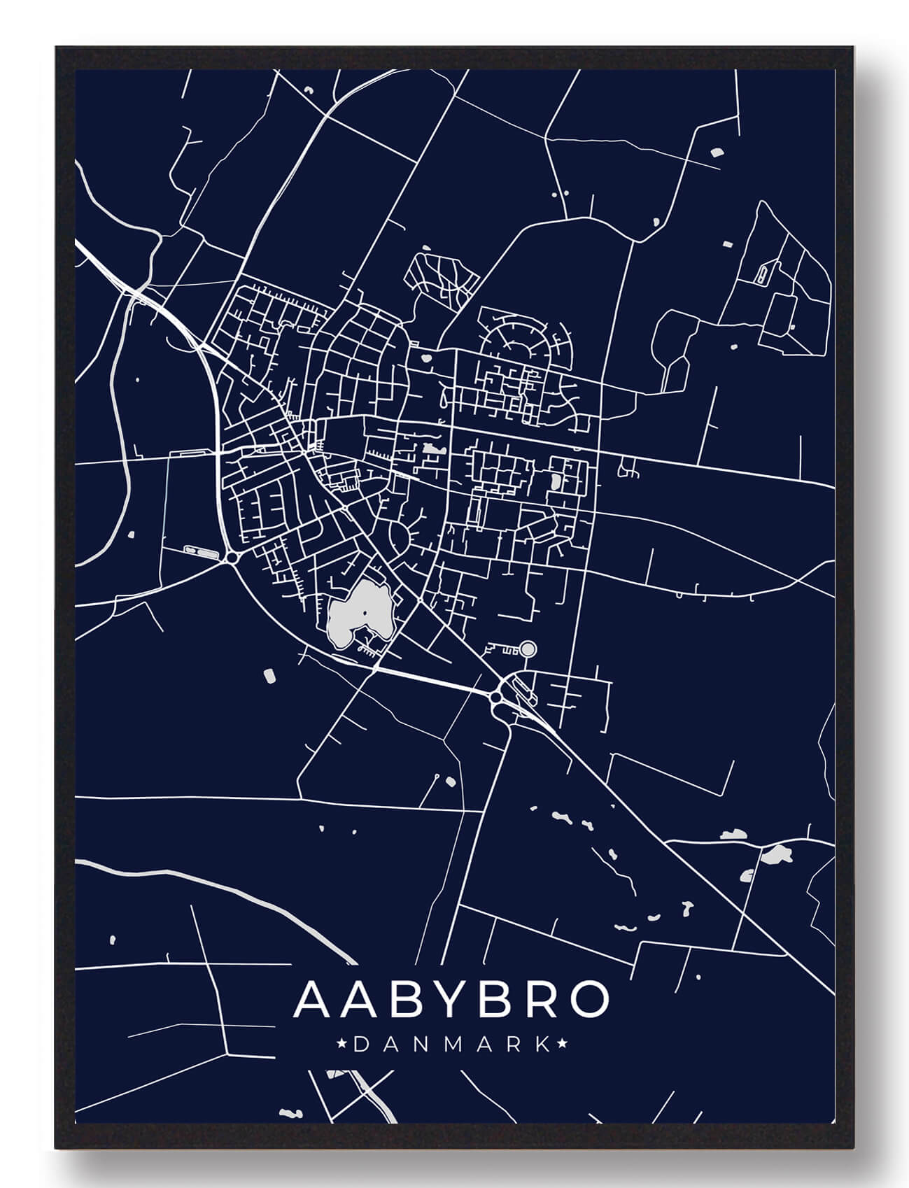 Aabybro Plakat Mørkeblå  Størrelse:   15x21cm  A5
