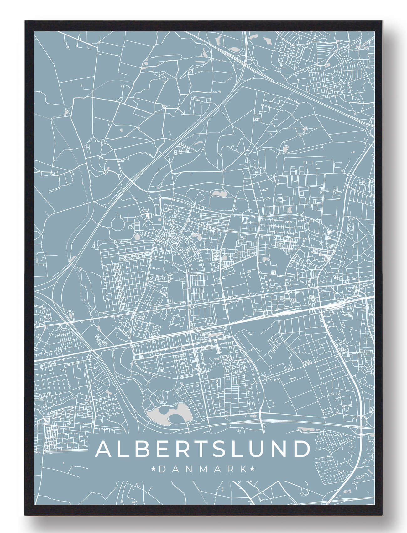 Albertslund Plakat Lyseblå  Størrelse:   15x21cm  A5