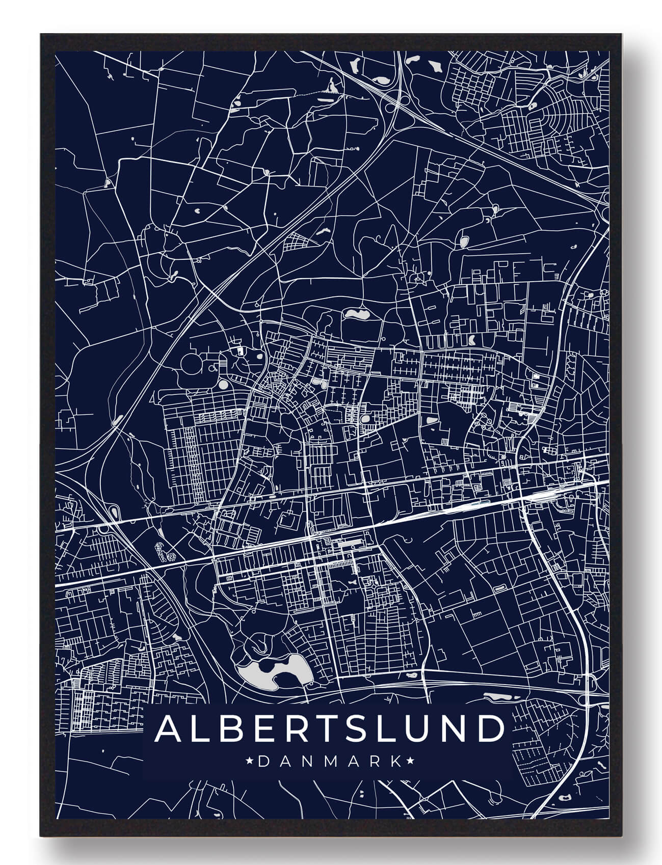 Albertslund Plakat Mørkeblå  Størrelse:   15x21cm  A5