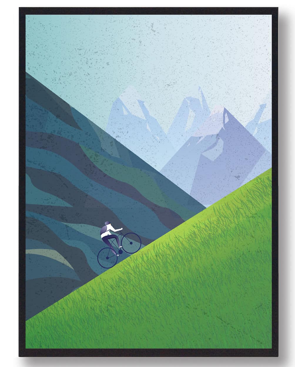 Alene Mod Bjerget Cykelplakat  Størrelse:   15x21cm  A5