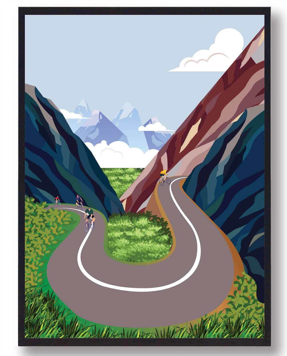 Alpe   Huez Alene   Front Cykelplakat  Størrelse:   15x21cm  A5