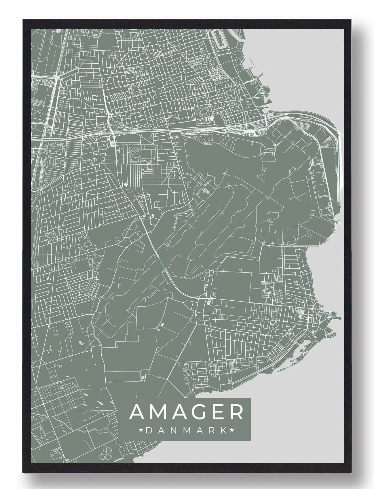 Amager Byplakat Grøn  Størrelse:   15x21cm  A5