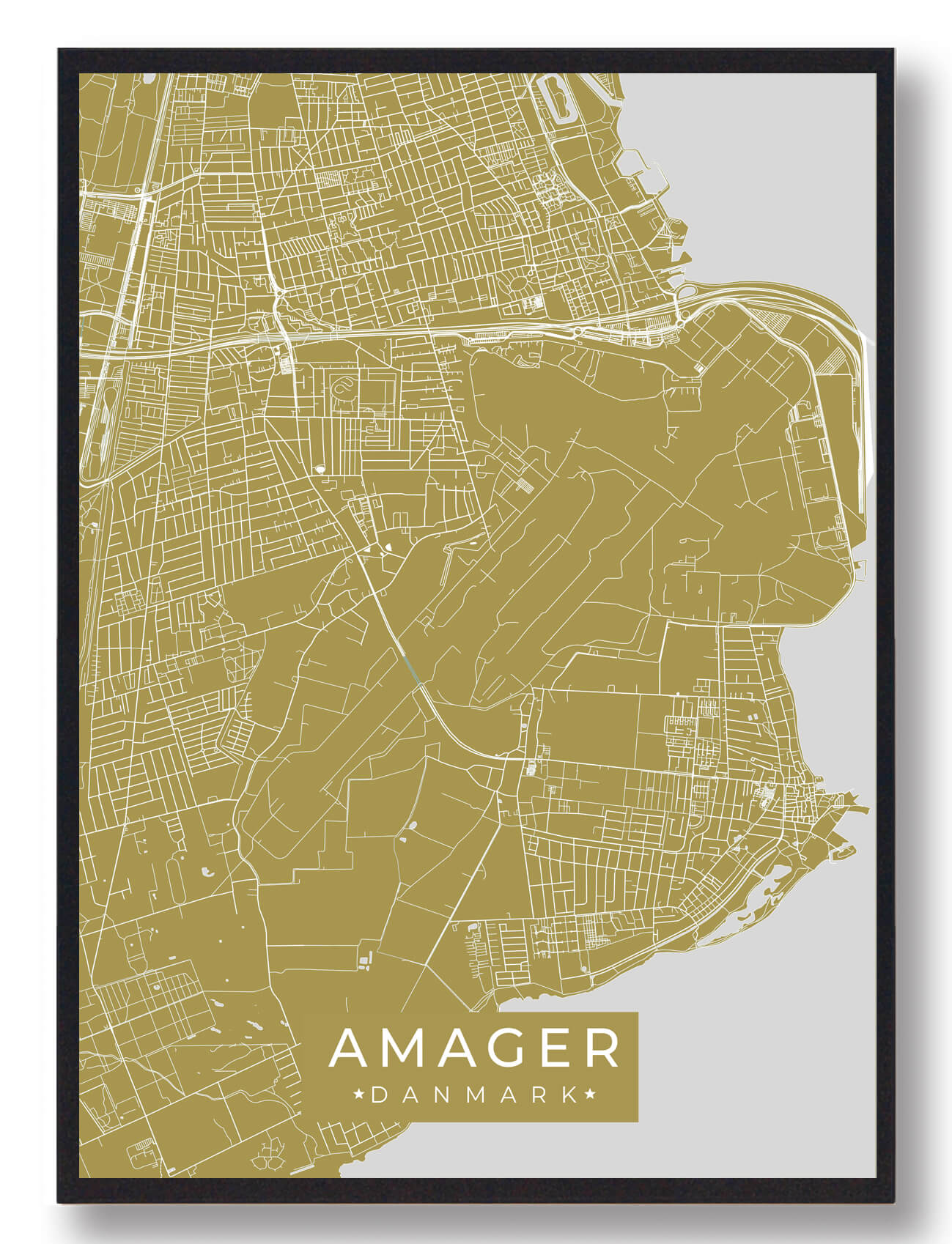 Amager Byplakat Gul  Størrelse:   15x21cm  A5