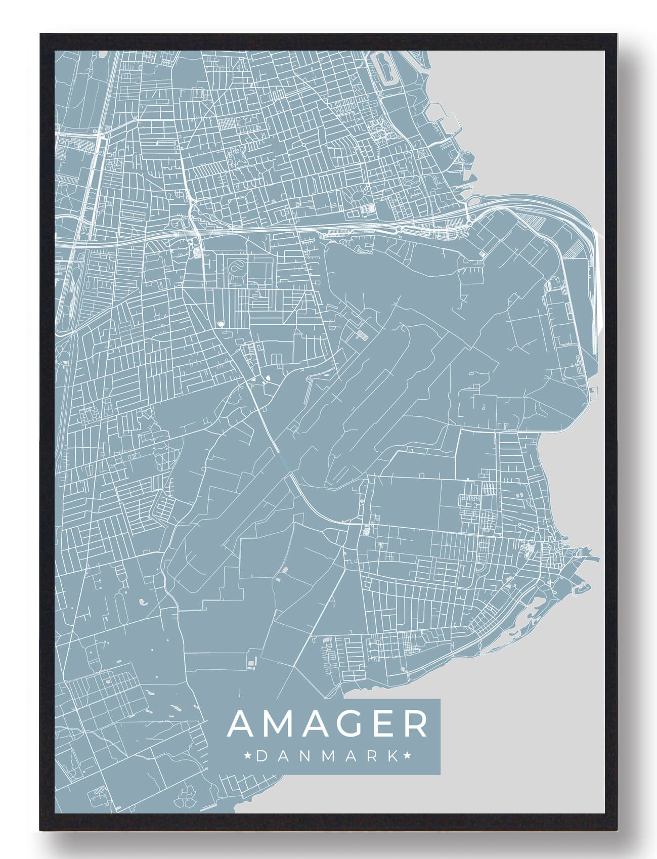 Amager Byplakat Lyseblå  Størrelse:   15x21cm  A5