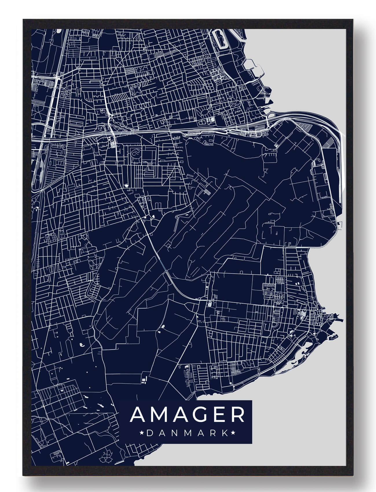 Amager Byplakat Mørkeblå  Størrelse:   15x21cm  A5