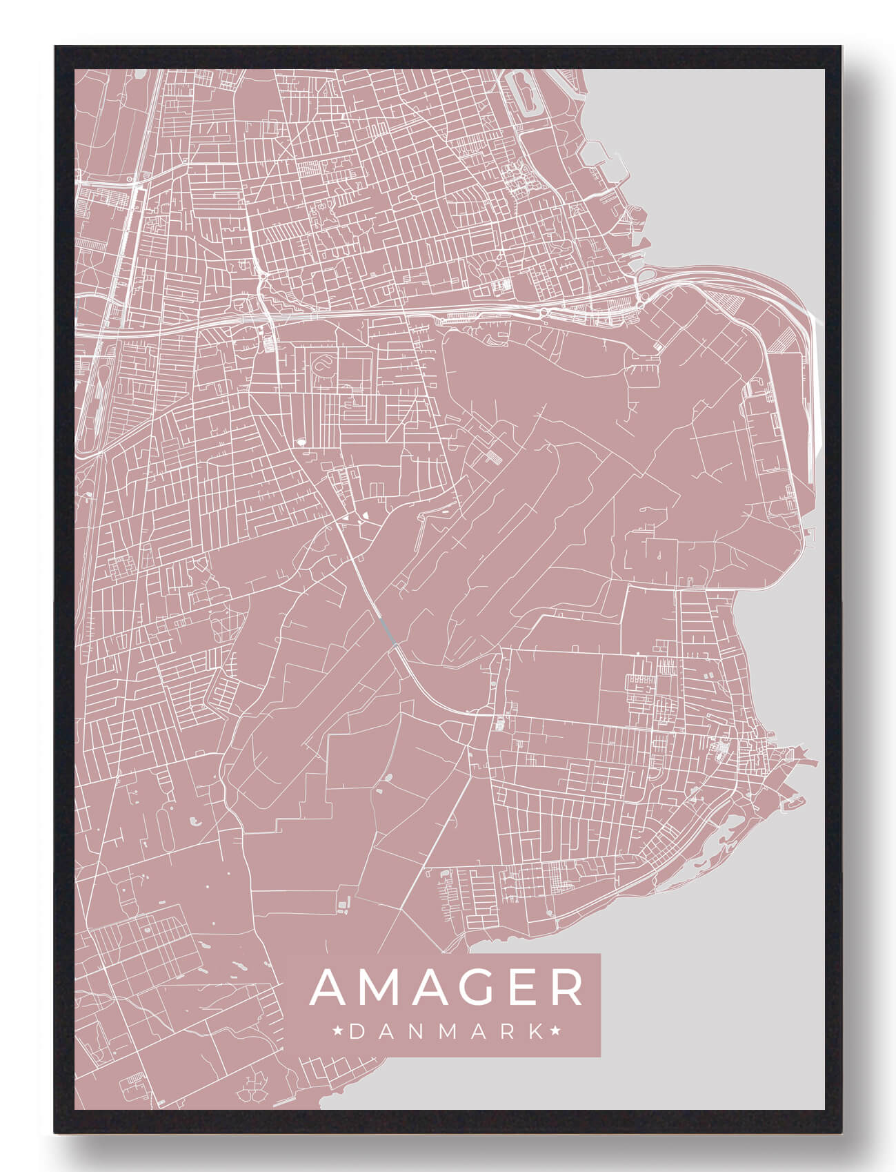 Amager Byplakat Rosa  Størrelse:   15x21cm  A5
