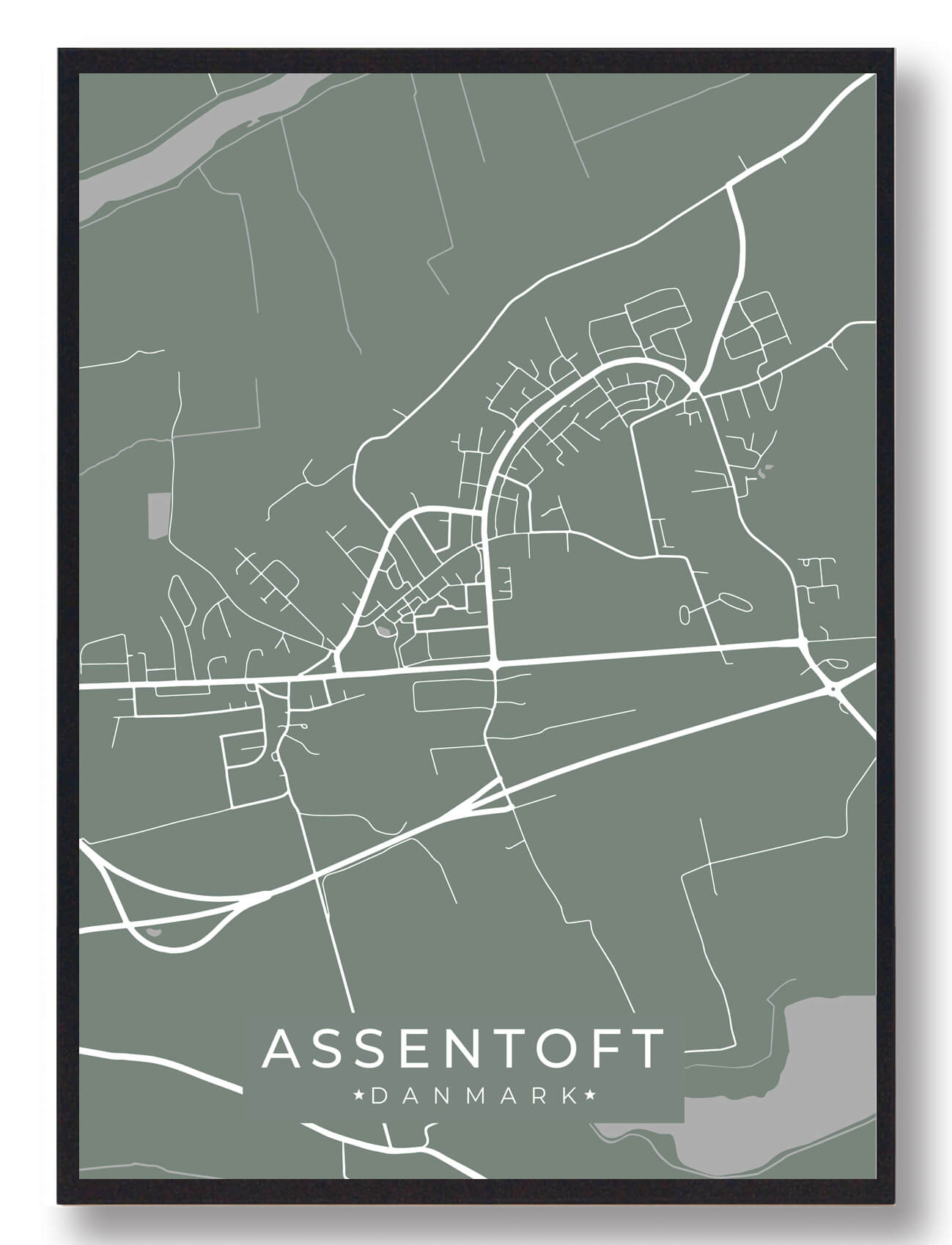Assentoft Plakat Grøn  Størrelse:   15x21cm  A5