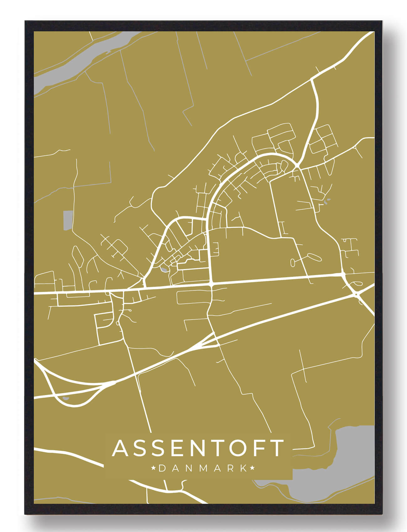 Assentoft Plakat Gul  Størrelse:   15x21cm  A5