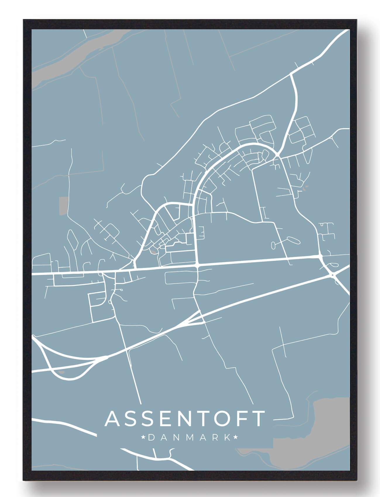 Assentoft Plakat Lyseblå  Størrelse:   15x21cm  A5