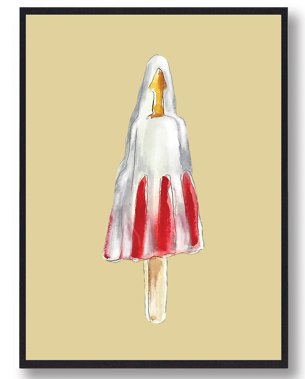 Astronaut   Håndtegnet Plakat  Gul   Størrelse:   15x21cm  A5