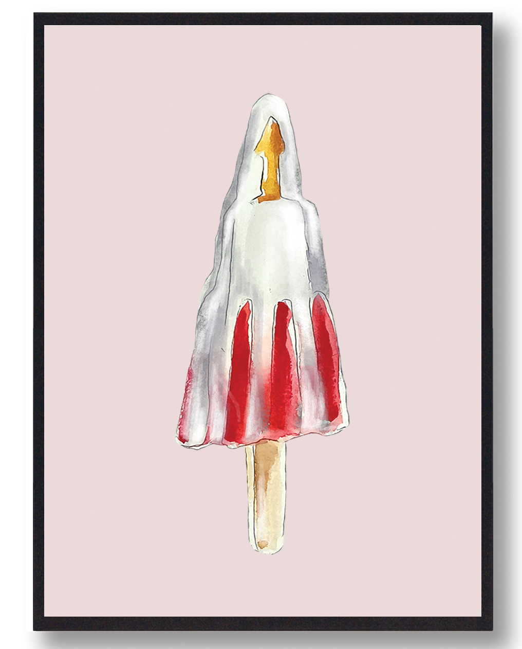 Astronaut   Håndtegnet Plakat  Lyserød   Størrelse:   15x21cm  A5