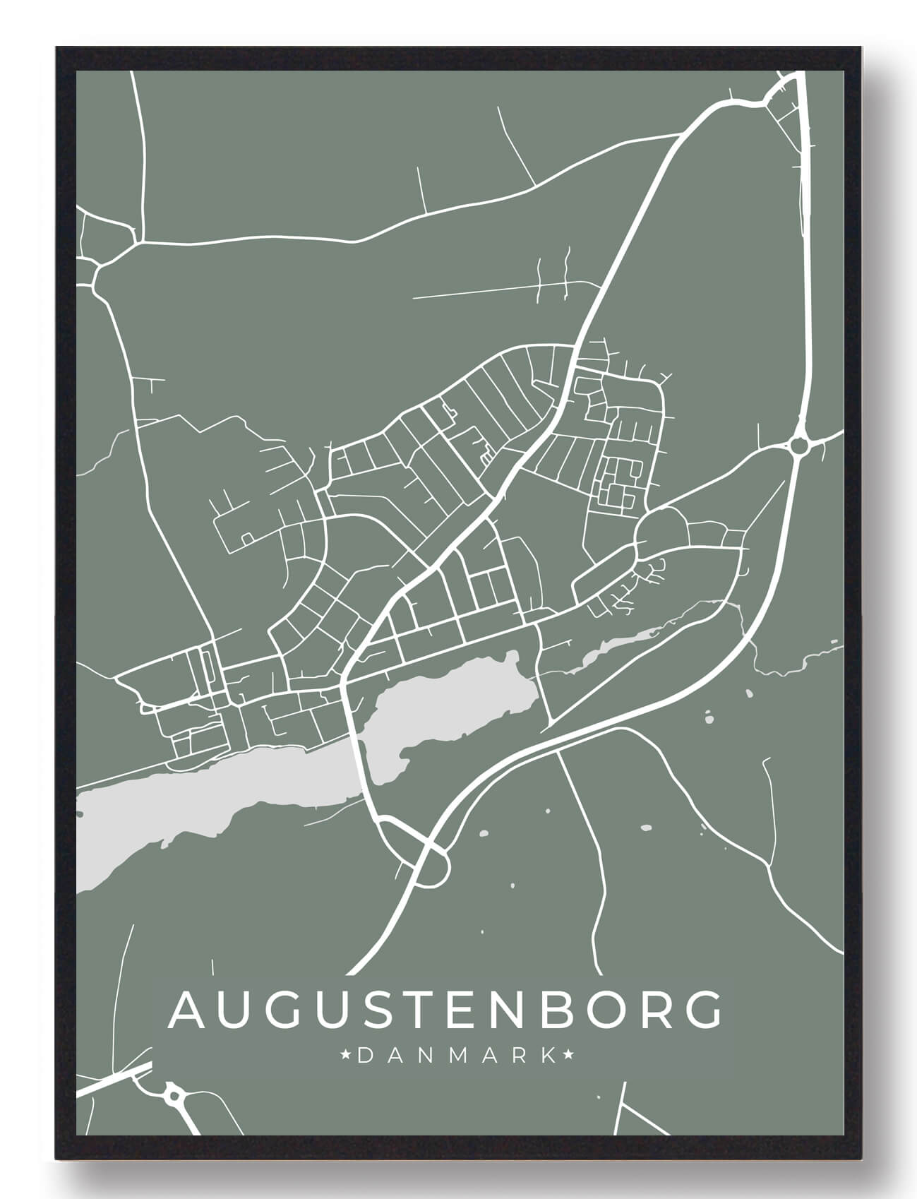 Augustenborg Byplakat Grøn  Størrelse:   15x21cm  A5
