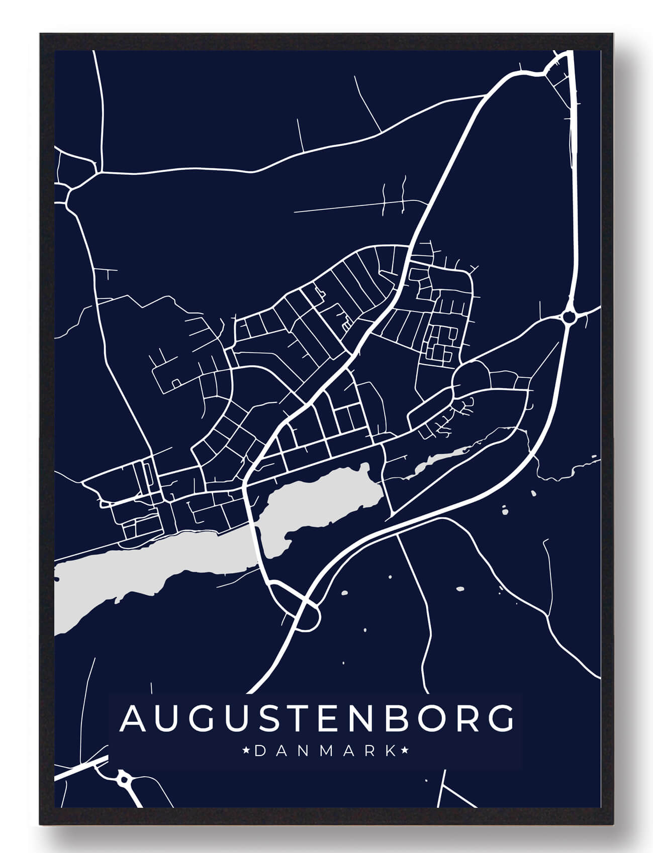 Augustenborg Byplakat Mørkeblå  Størrelse:   15x21cm  A5