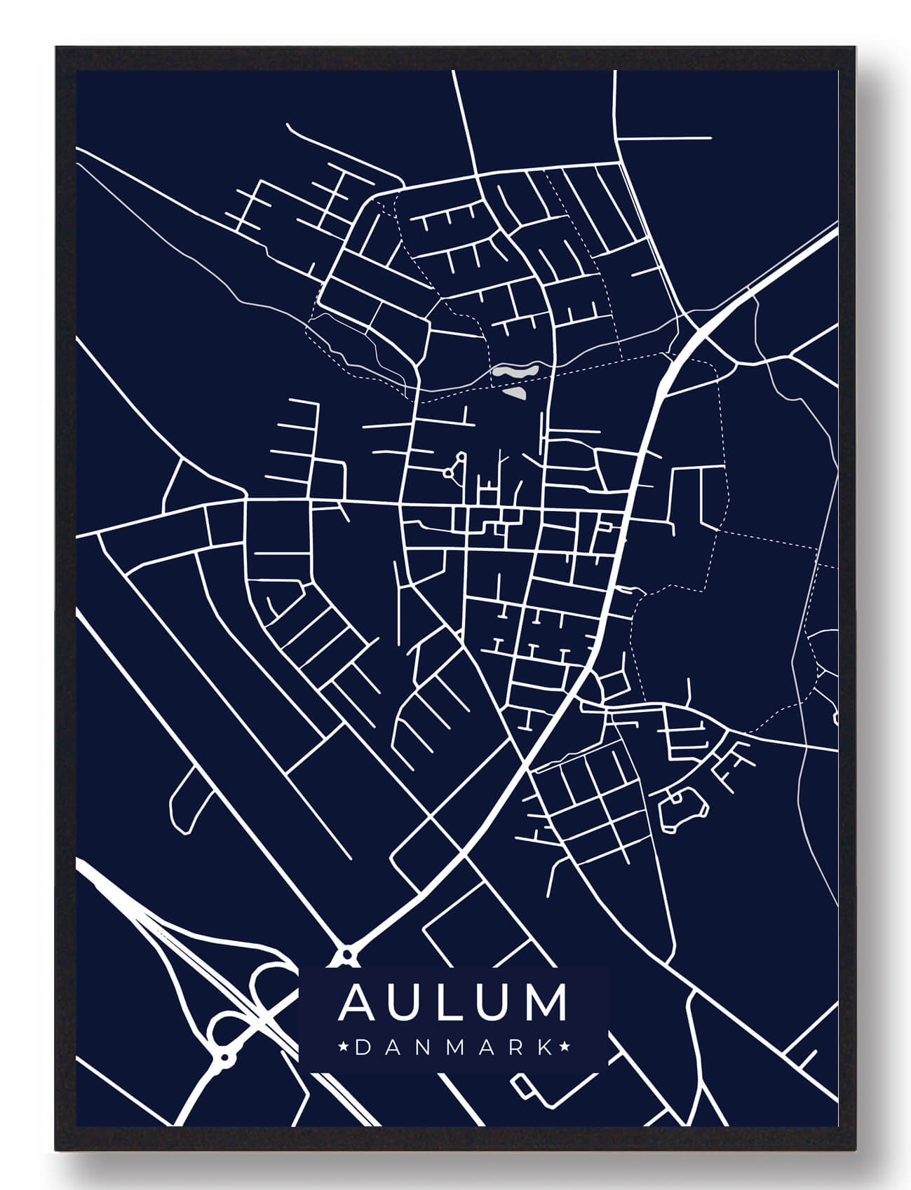 Aulum Byplakat Mørkeblå  Størrelse:   15x21cm  A5