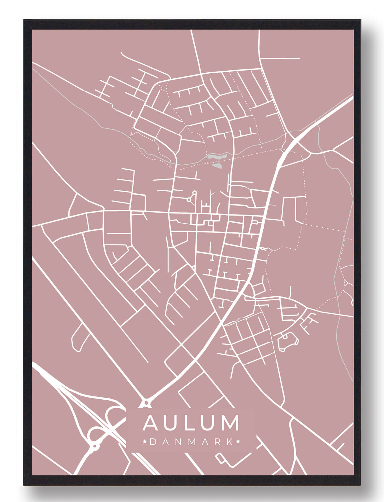 Aulum Byplakat Rosa  Størrelse:   15x21cm  A5