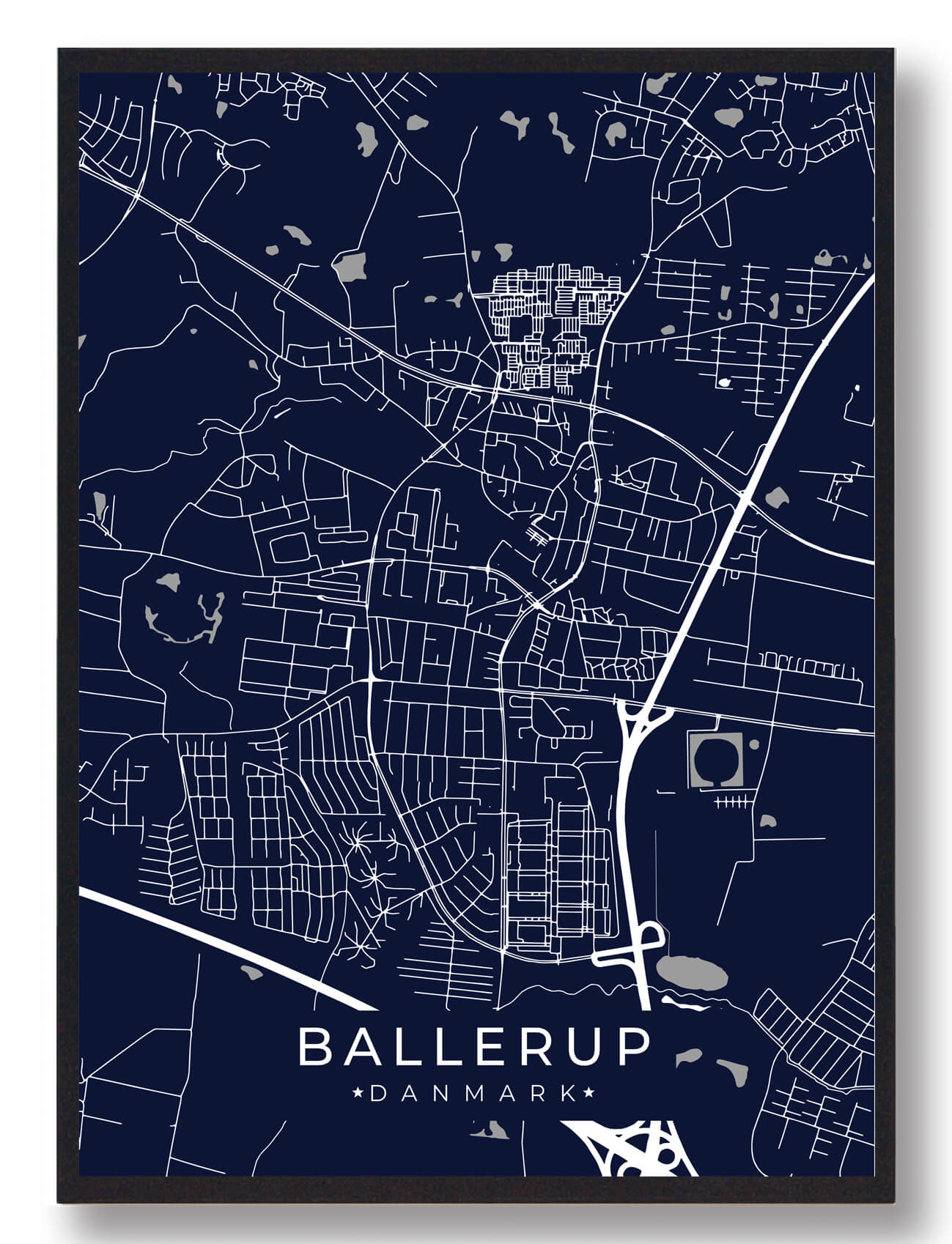 Ballerup Plakat Mørkeblå  Størrelse:   15x21cm  A5