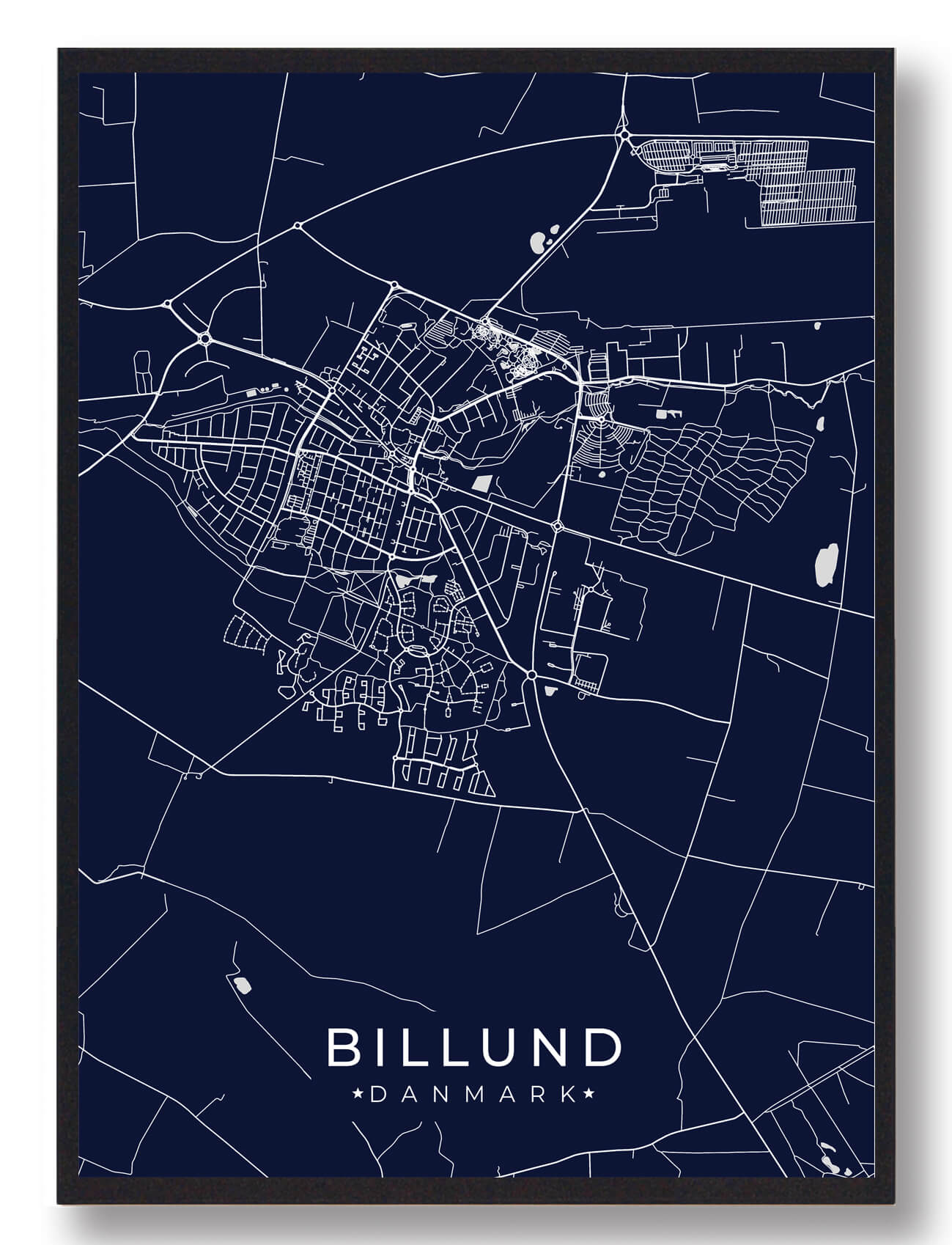 Billund Plakat Mørkeblå  Størrelse:   15x21cm  A5