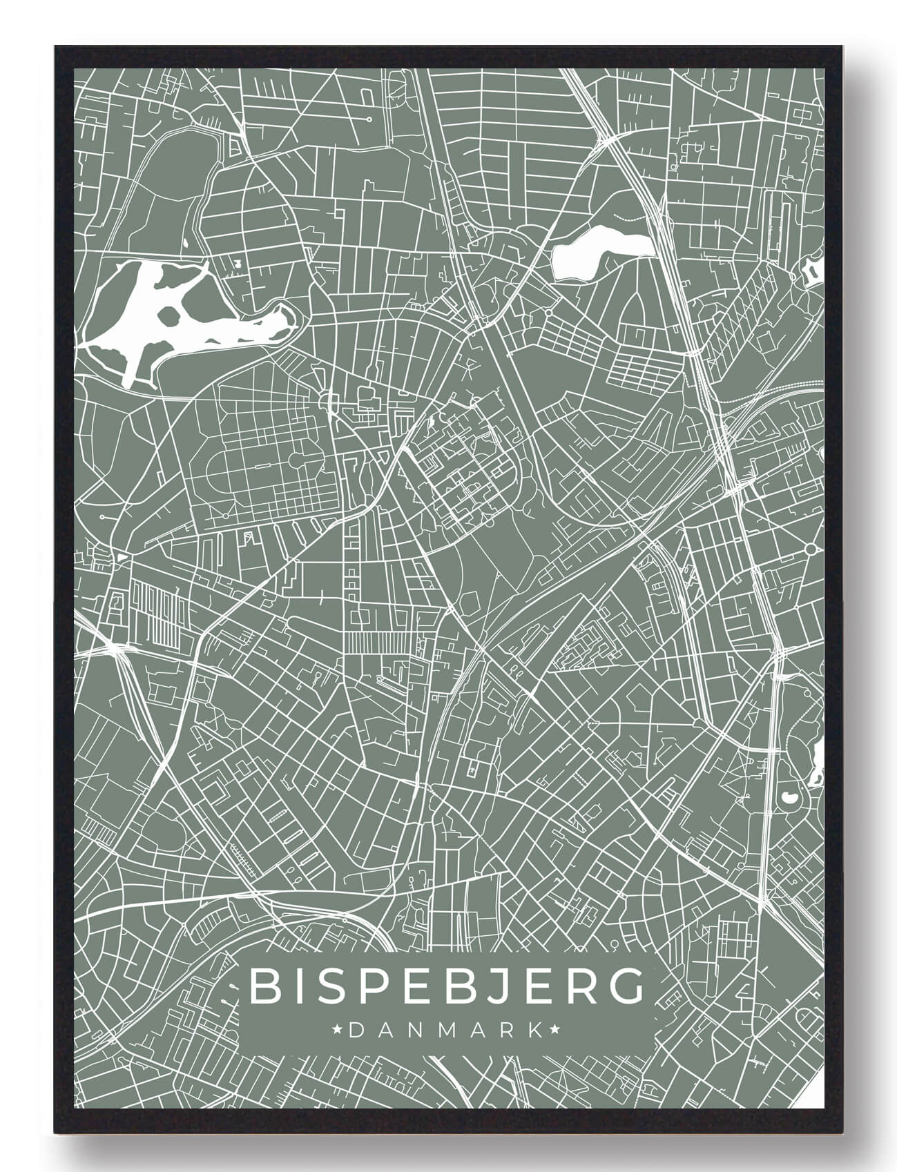 Bispebjerg Byplakat Grøn  Størrelse:   15x21cm  A5