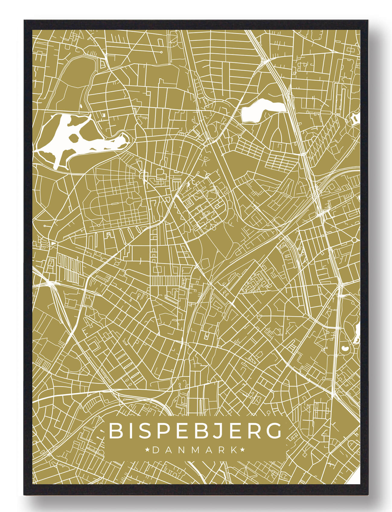 Bispebjerg Byplakat Gul  Størrelse:   15x21cm  A5