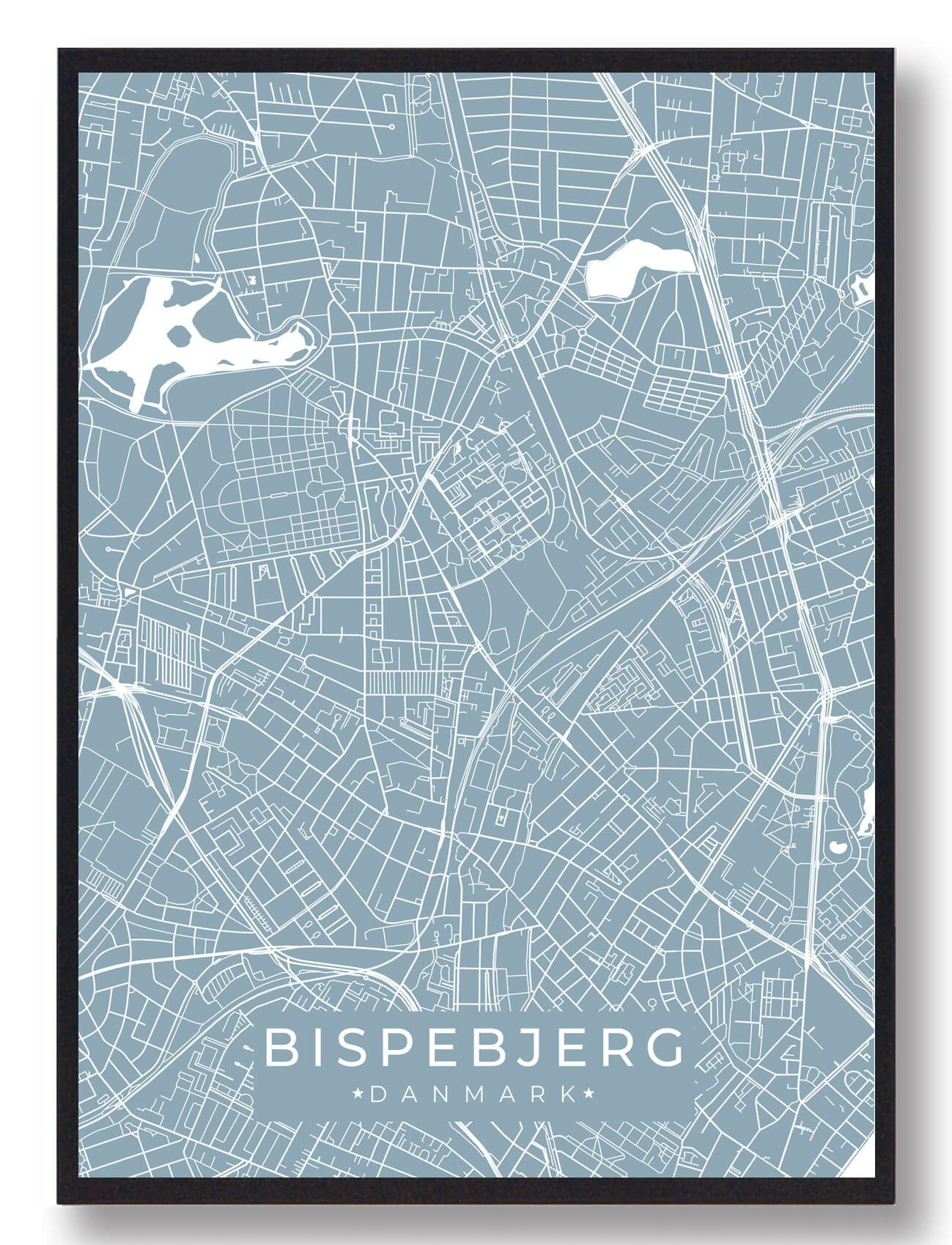 Bispebjerg Byplakat Lyseblå  Størrelse:   15x21cm  A5
