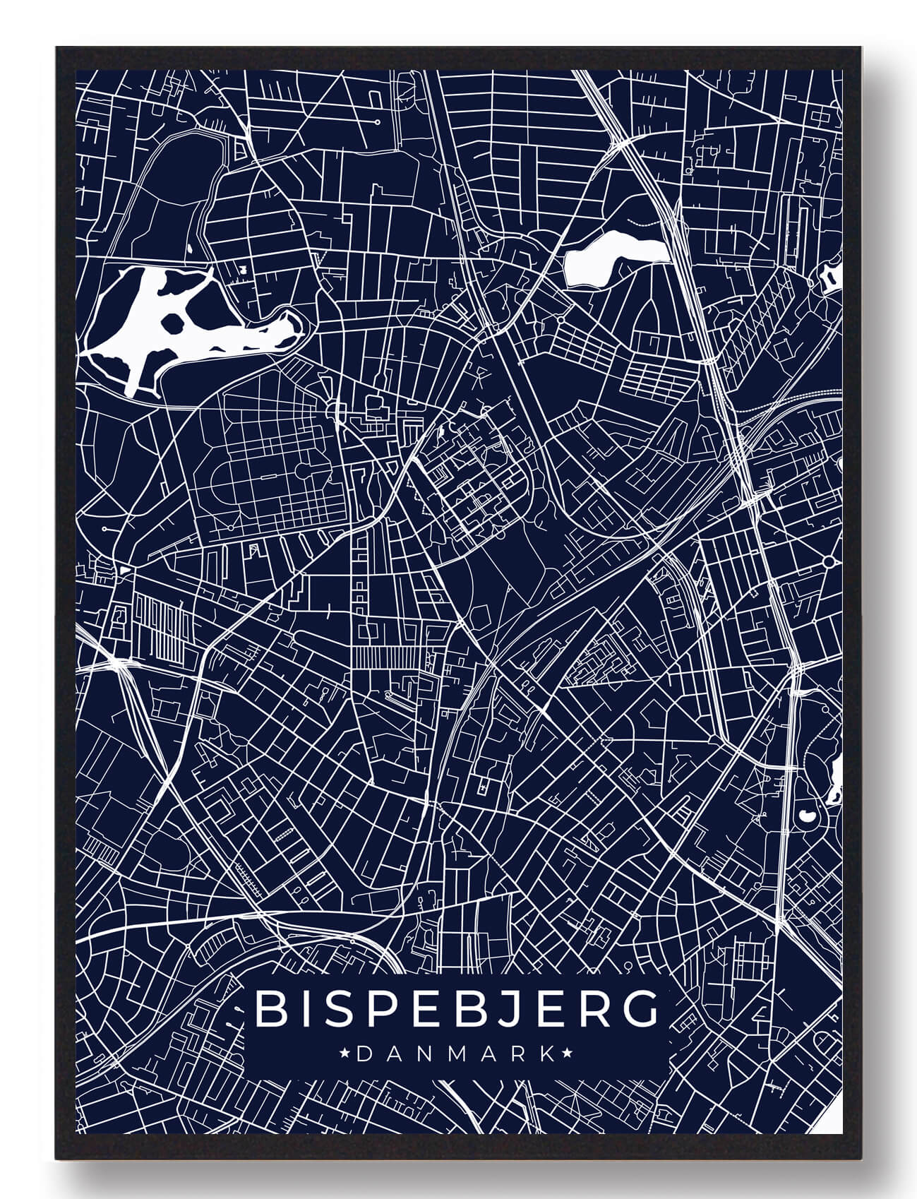 Bispebjerg Byplakat Mørkeblå  Størrelse:   15x21cm  A5