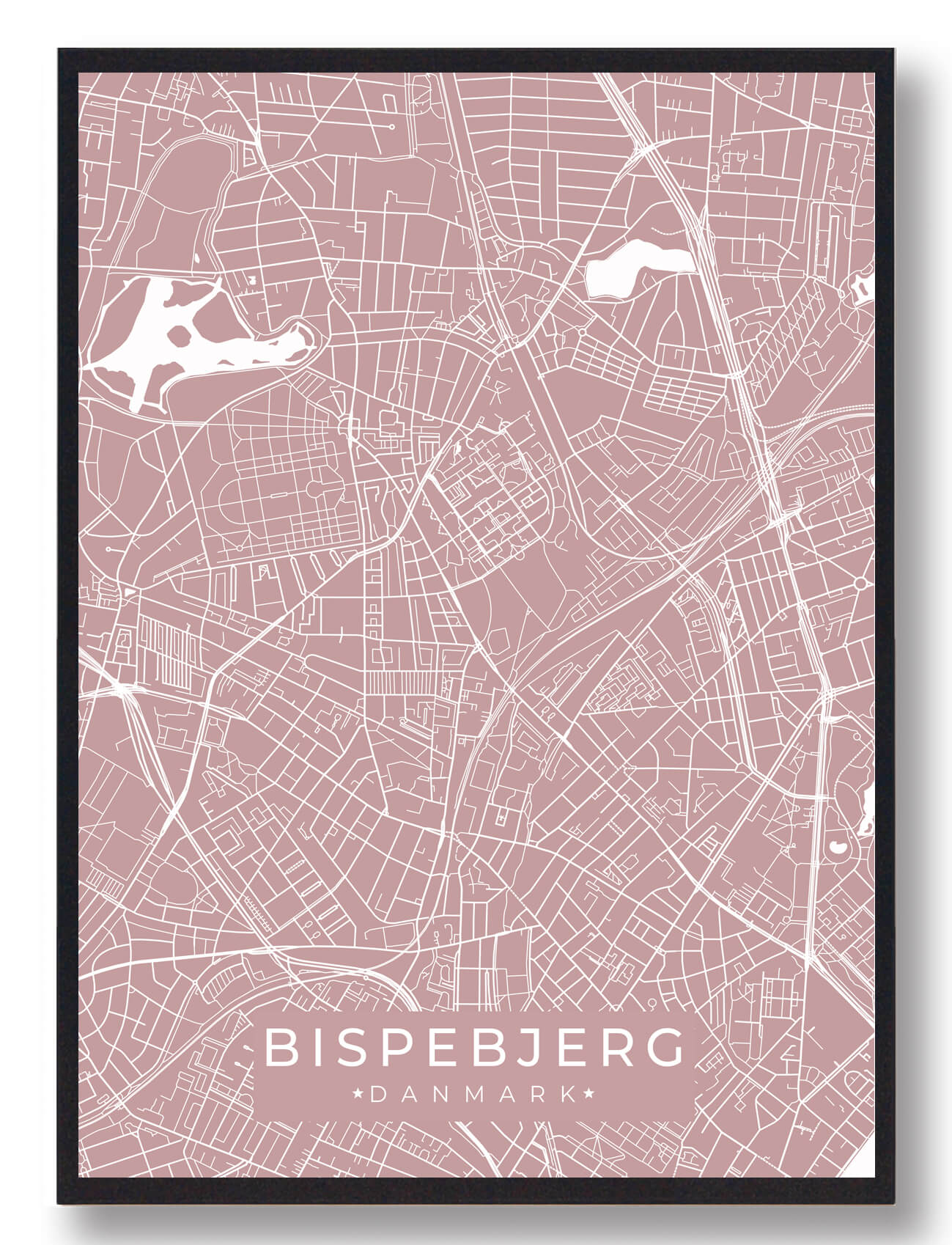 Bispebjerg Byplakat Rosa  Størrelse:   15x21cm  A5