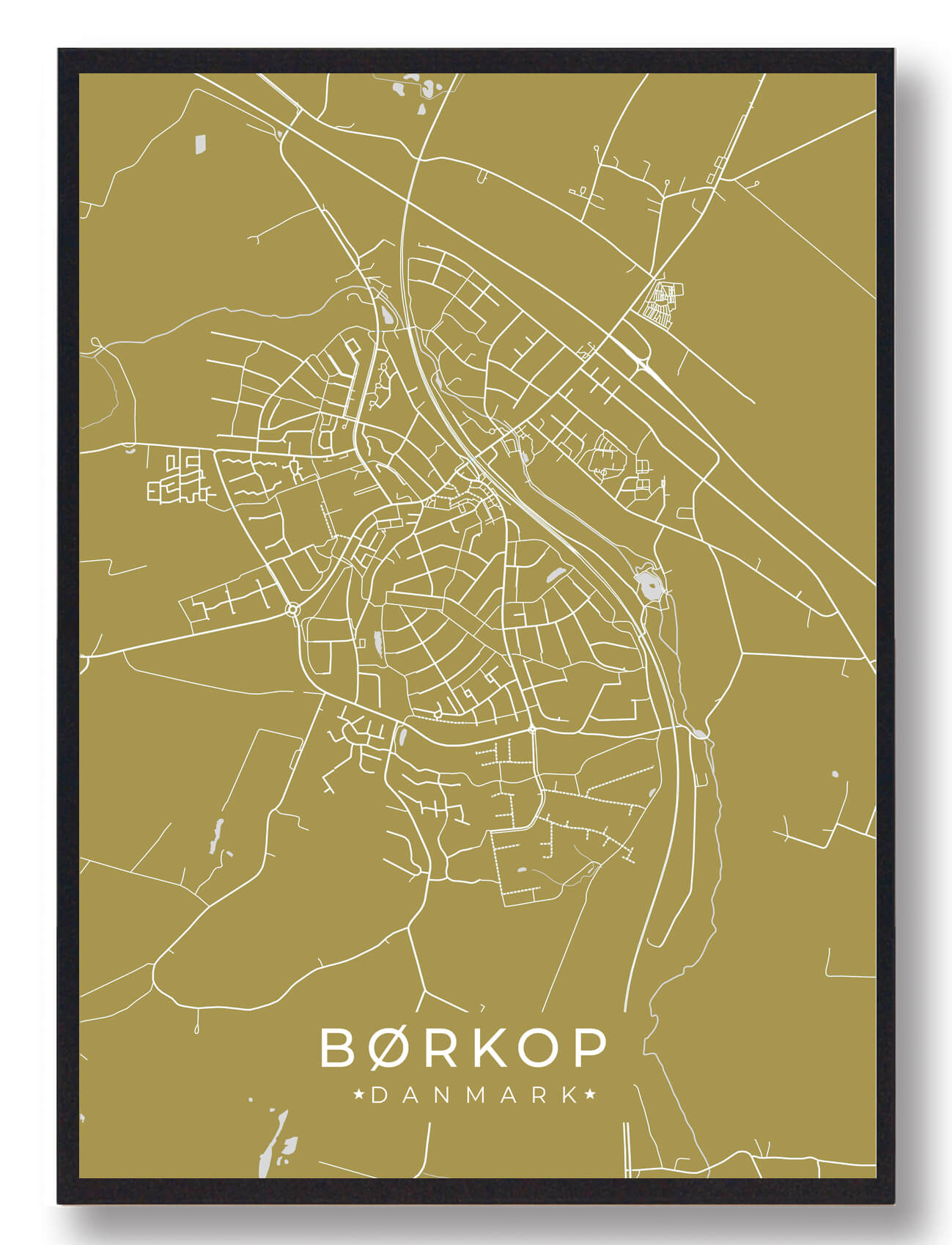 Børkop Plakat Gul  Størrelse:   15x21cm  A5