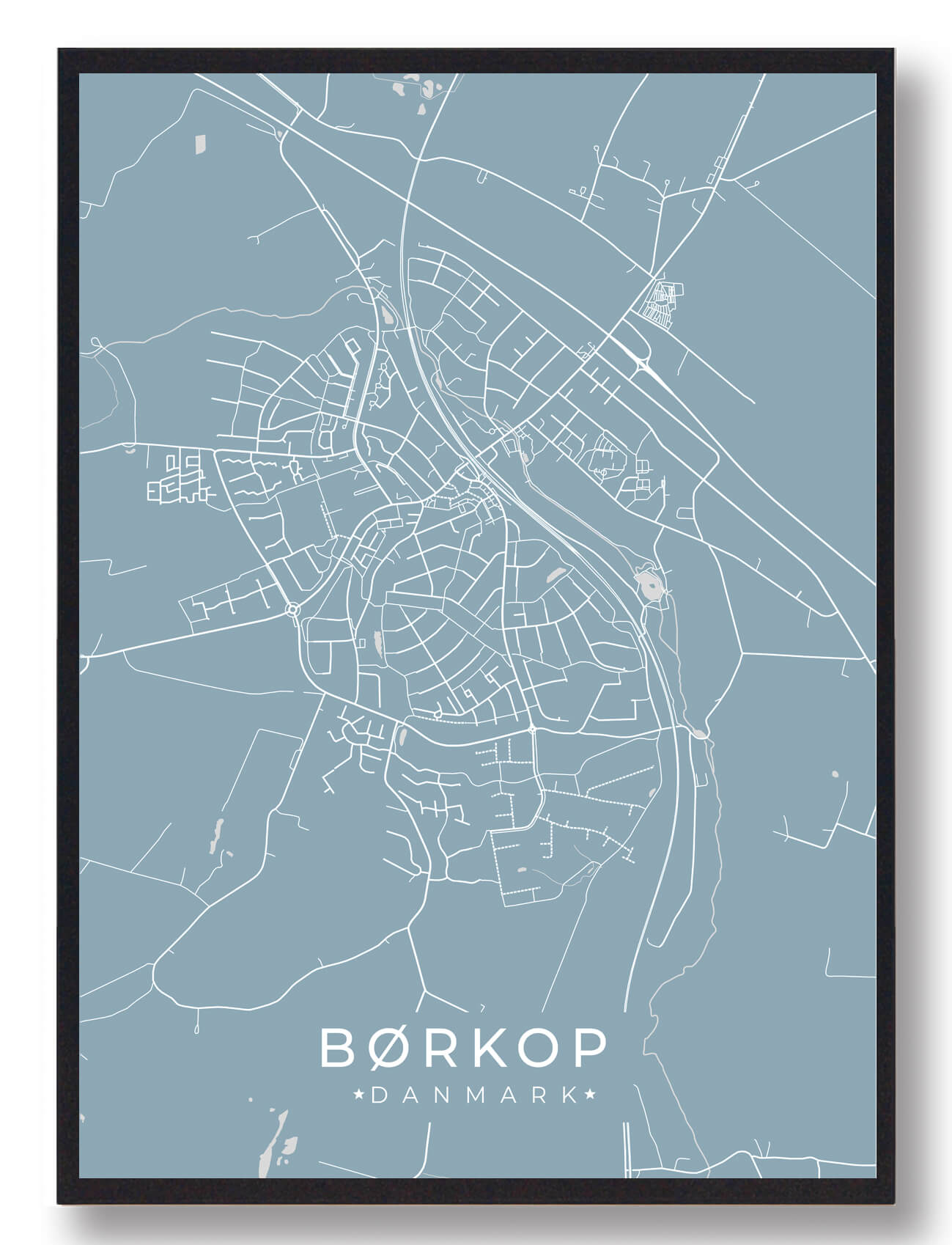 Børkop Plakat Lyseblå  Størrelse:   15x21cm  A5