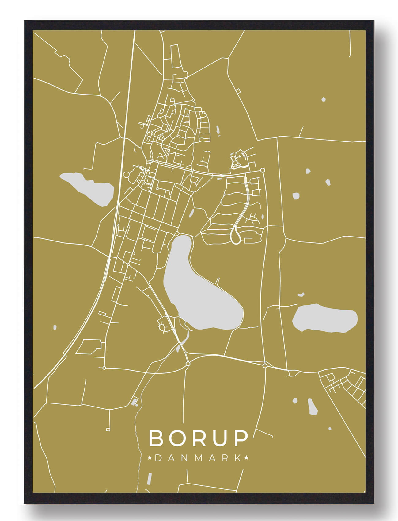 Borup Plakat Gul  Størrelse:   15x21cm  A5
