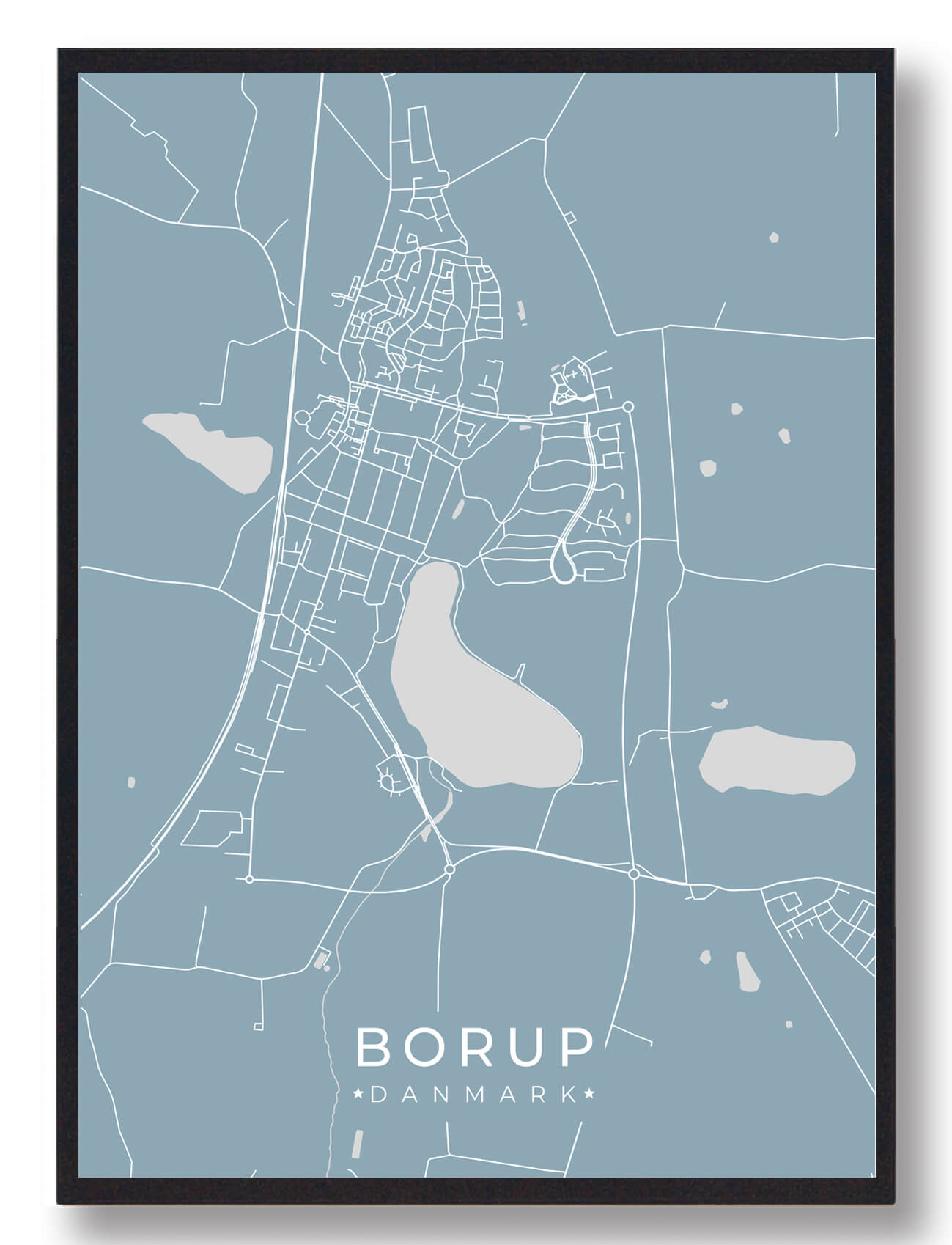 Borup Plakat Lyseblå  Størrelse:   15x21cm  A5