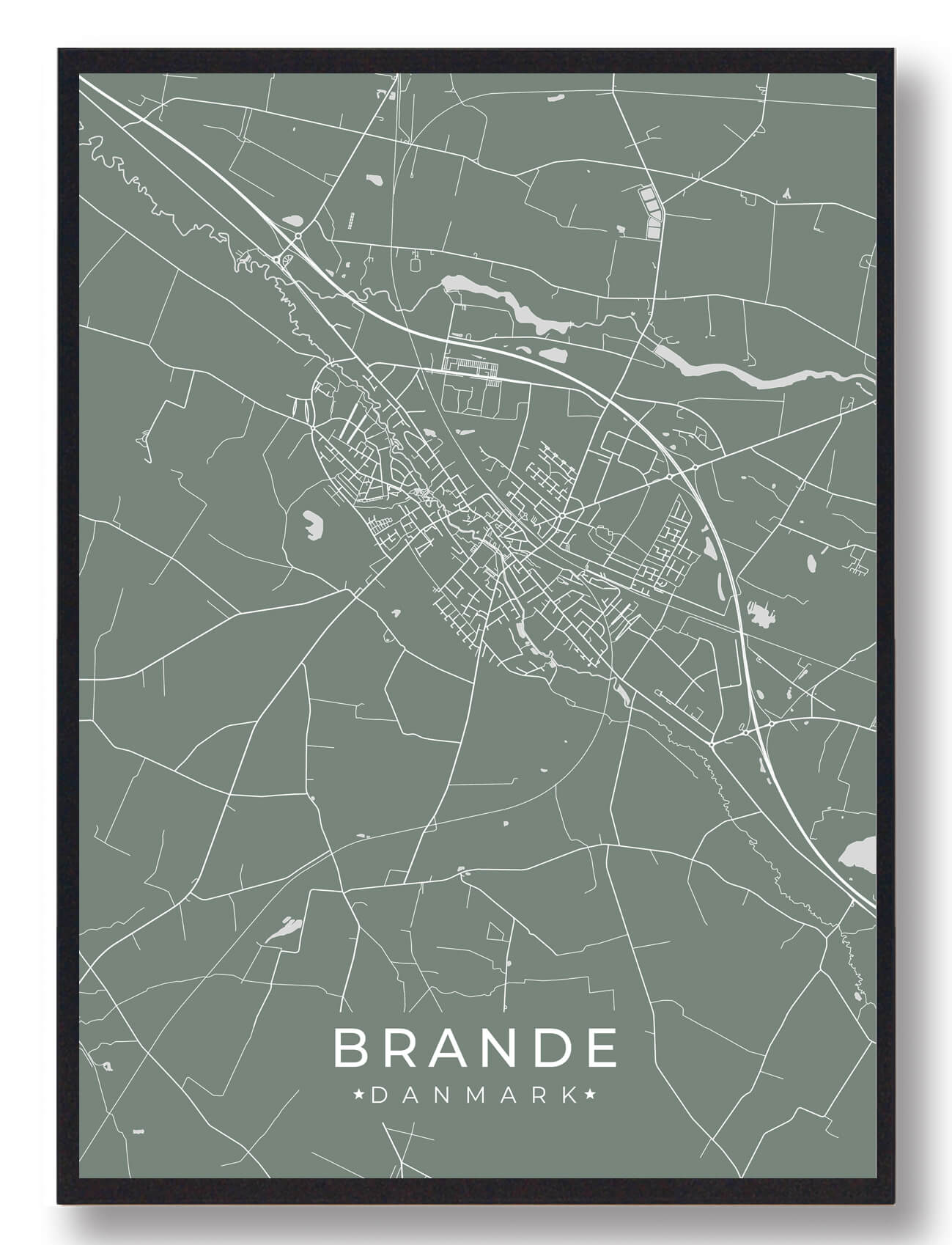 Brande Plakat Grøn  Størrelse:   15x21cm  A5