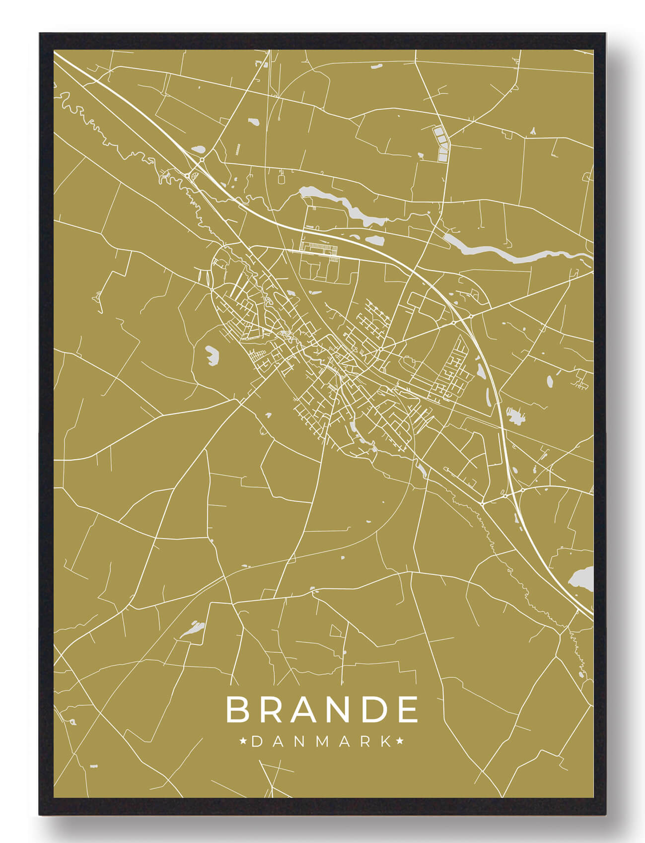 Brande Plakat Gul  Størrelse:   15x21cm  A5