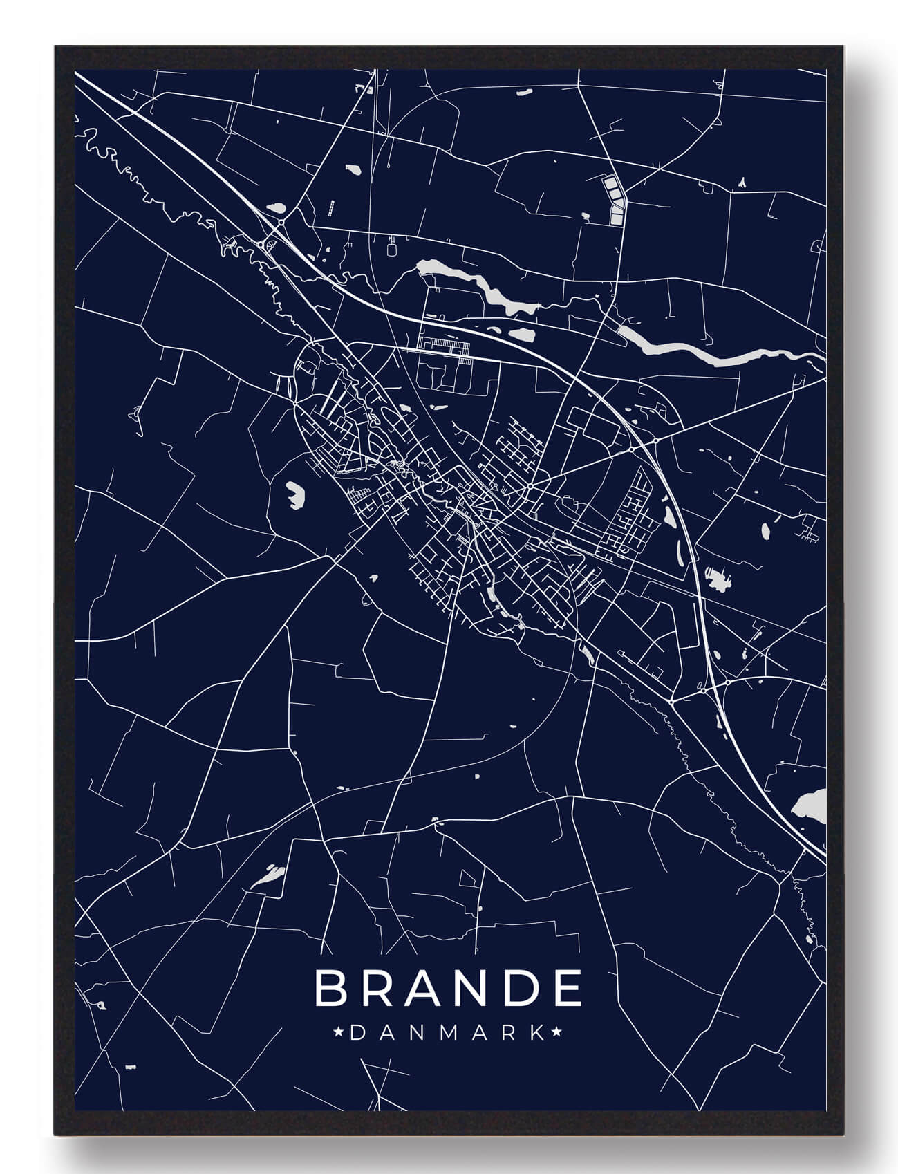 Brande Plakat Mørkeblå  Størrelse:   15x21cm  A5