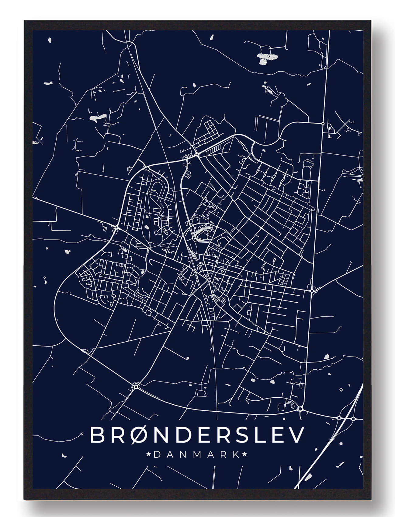 Brønderslev Plakat Mørkeblå  Størrelse:   15x21cm  A5