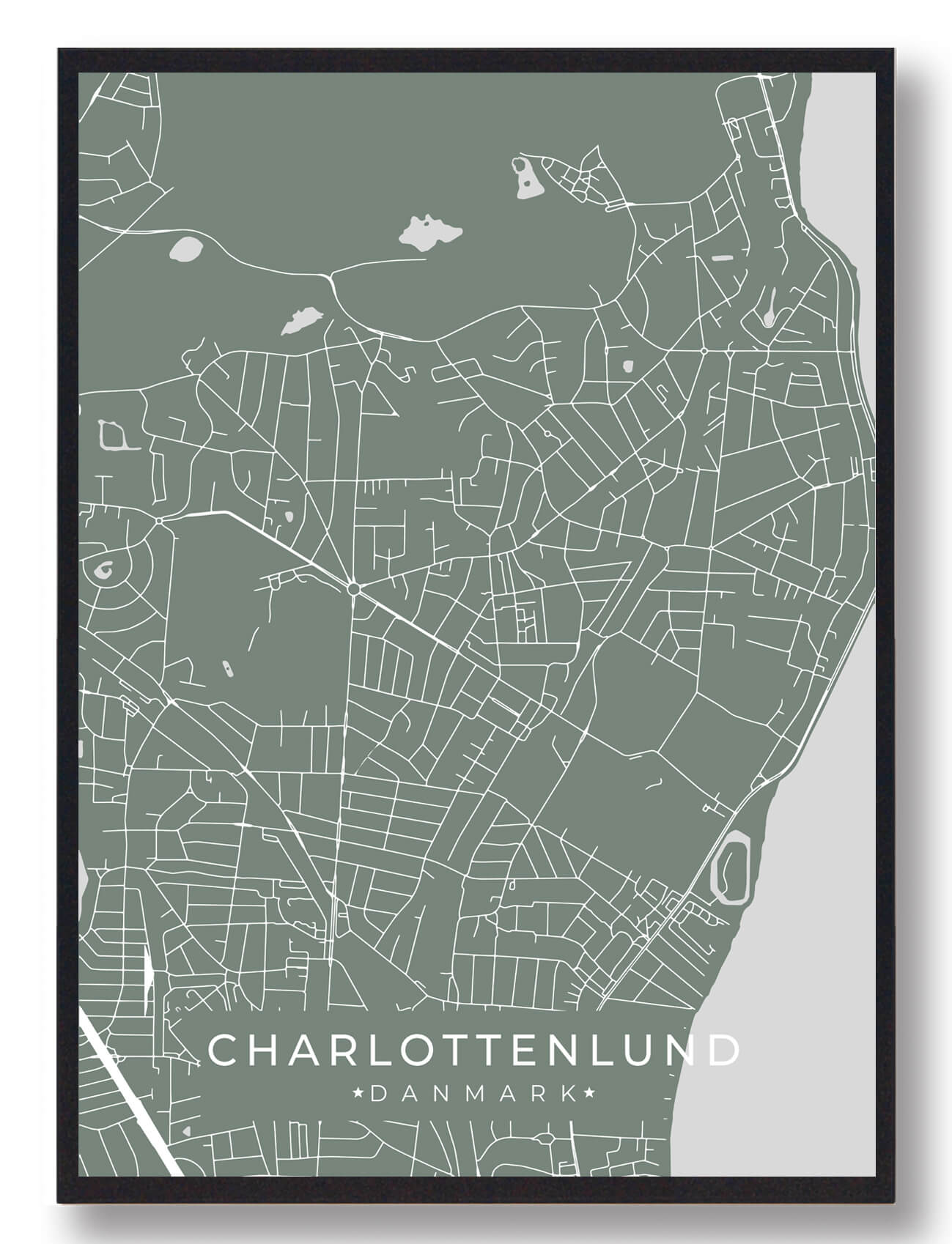 Charlottenlund Plakat Grøn  Størrelse:   15x21cm  A5