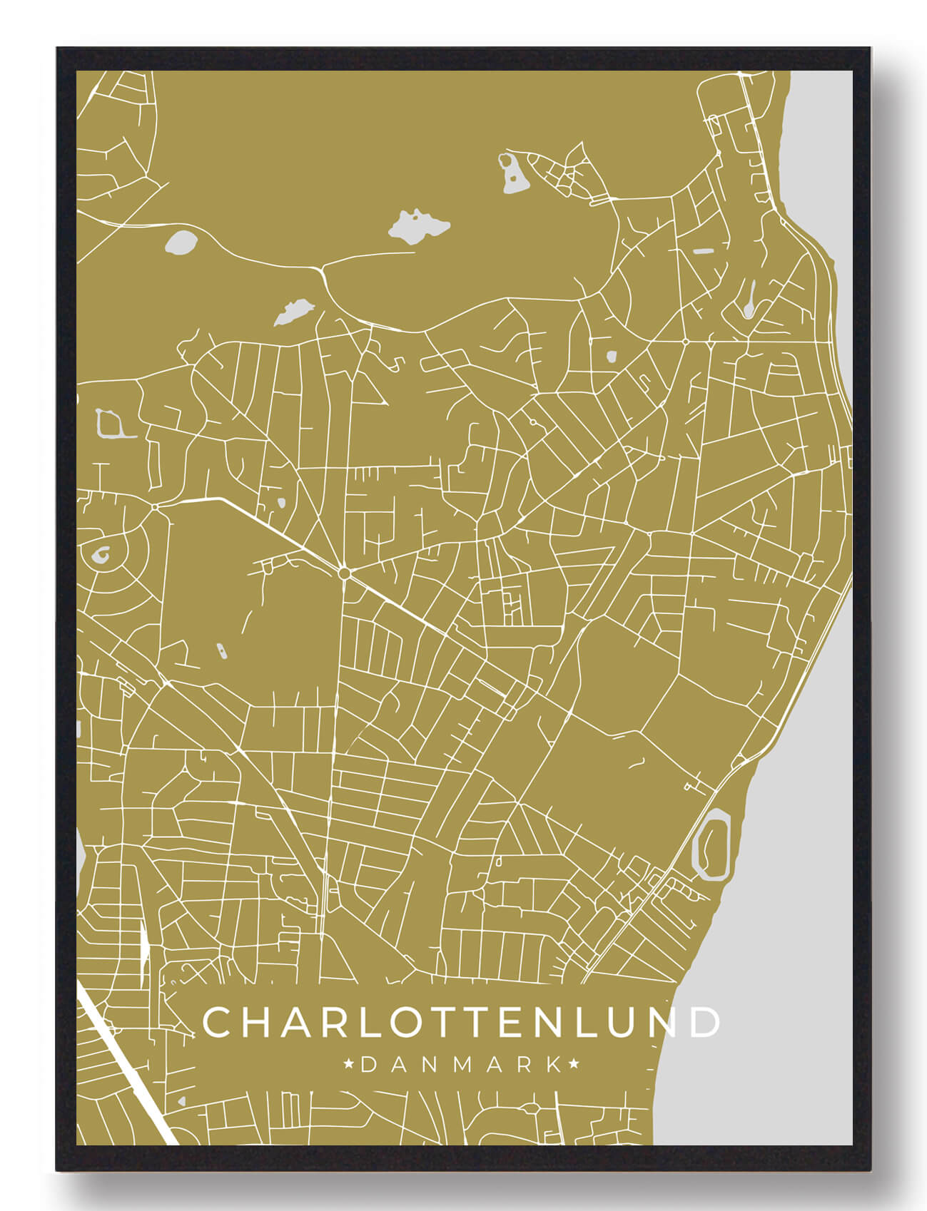 Charlottenlund Plakat Gul  Størrelse:   15x21cm  A5