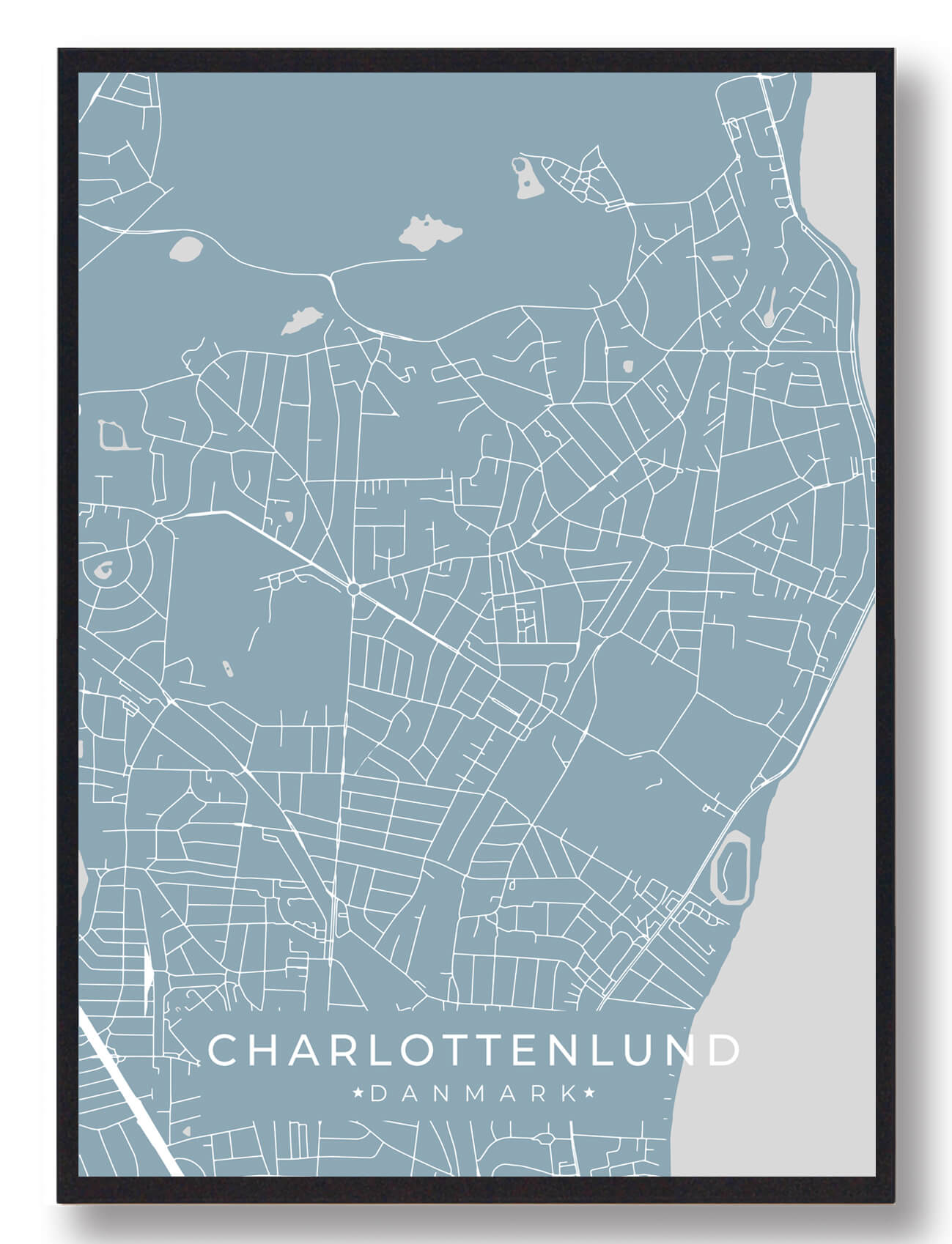 Charlottenlund Plakat Lyseblå  Størrelse:   15x21cm  A5