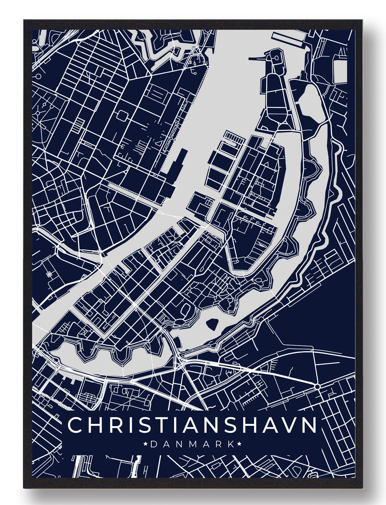 Christianshavn Byplakat Mørkeblå  Størrelse:   15x21cm  A5