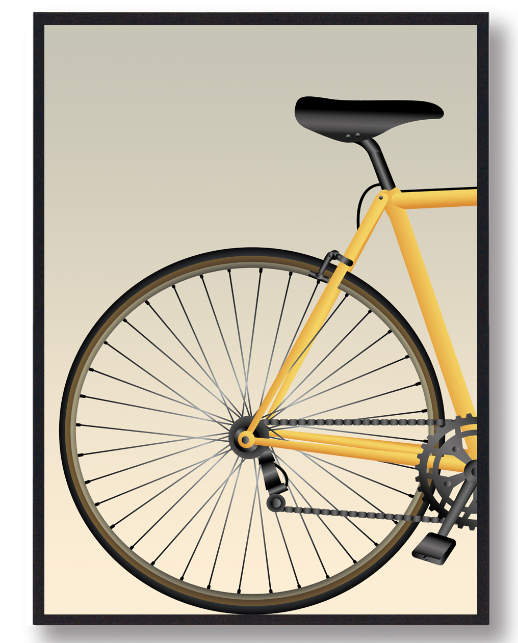 Cykelbaghjul  Cykelplakat  Størrelse:   15x21cm  A5