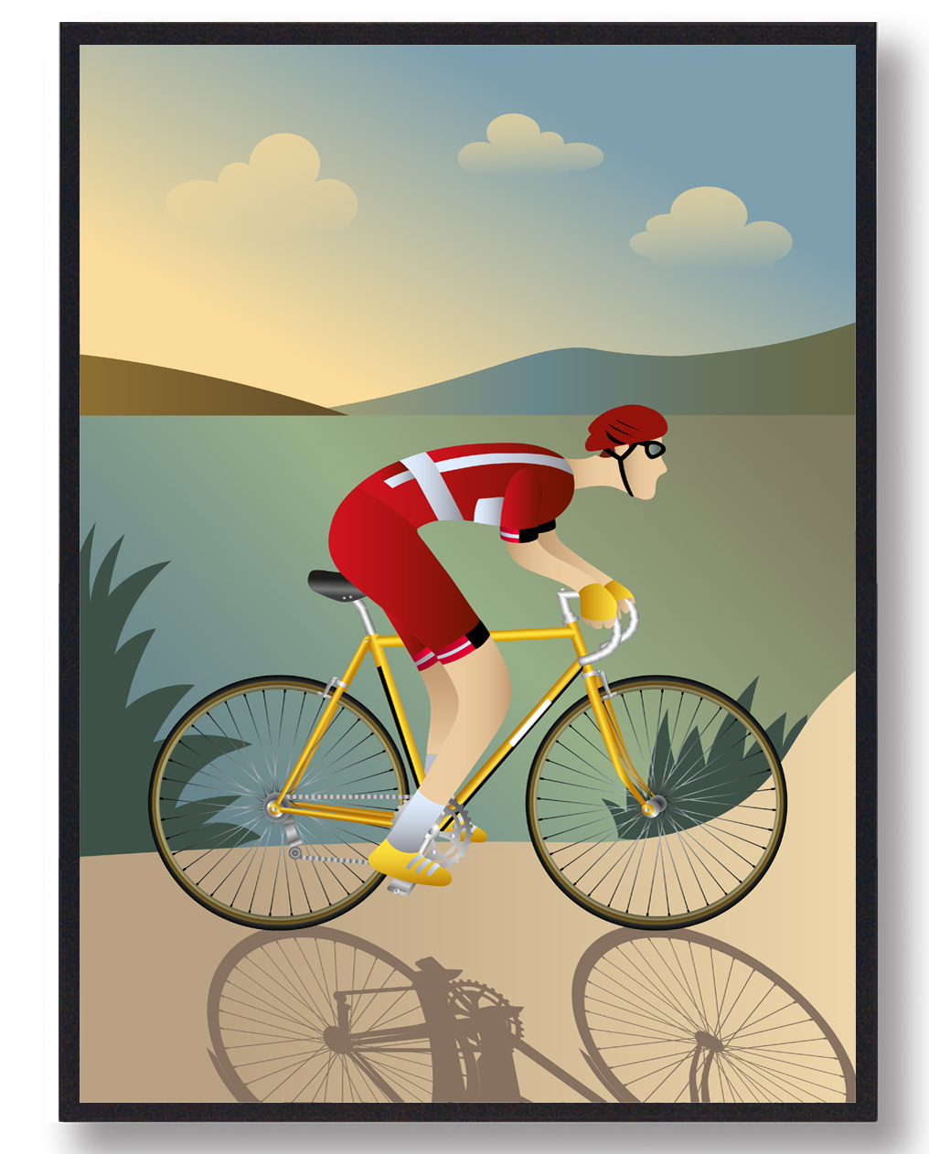 Cykelrytter   Landskab Plakat  Størrelse:   15x21cm  A5