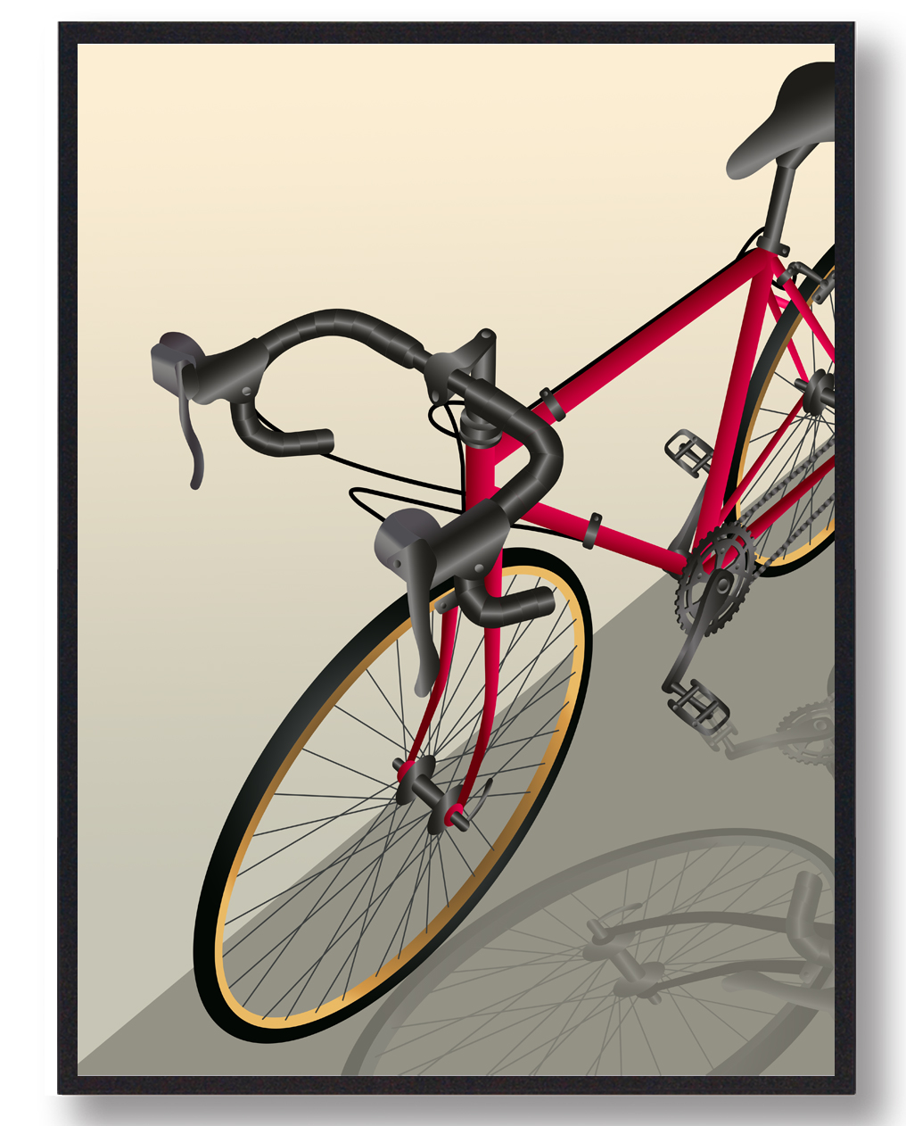 Cykler   Tværs  Cykelplakat  Størrelse:   15x21cm  A5