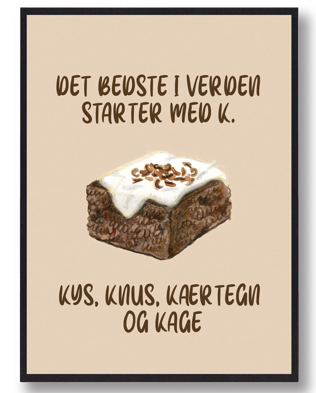 Det Bedste   Verden  Kage Plakat  Størrelse:   15x21cm  A5