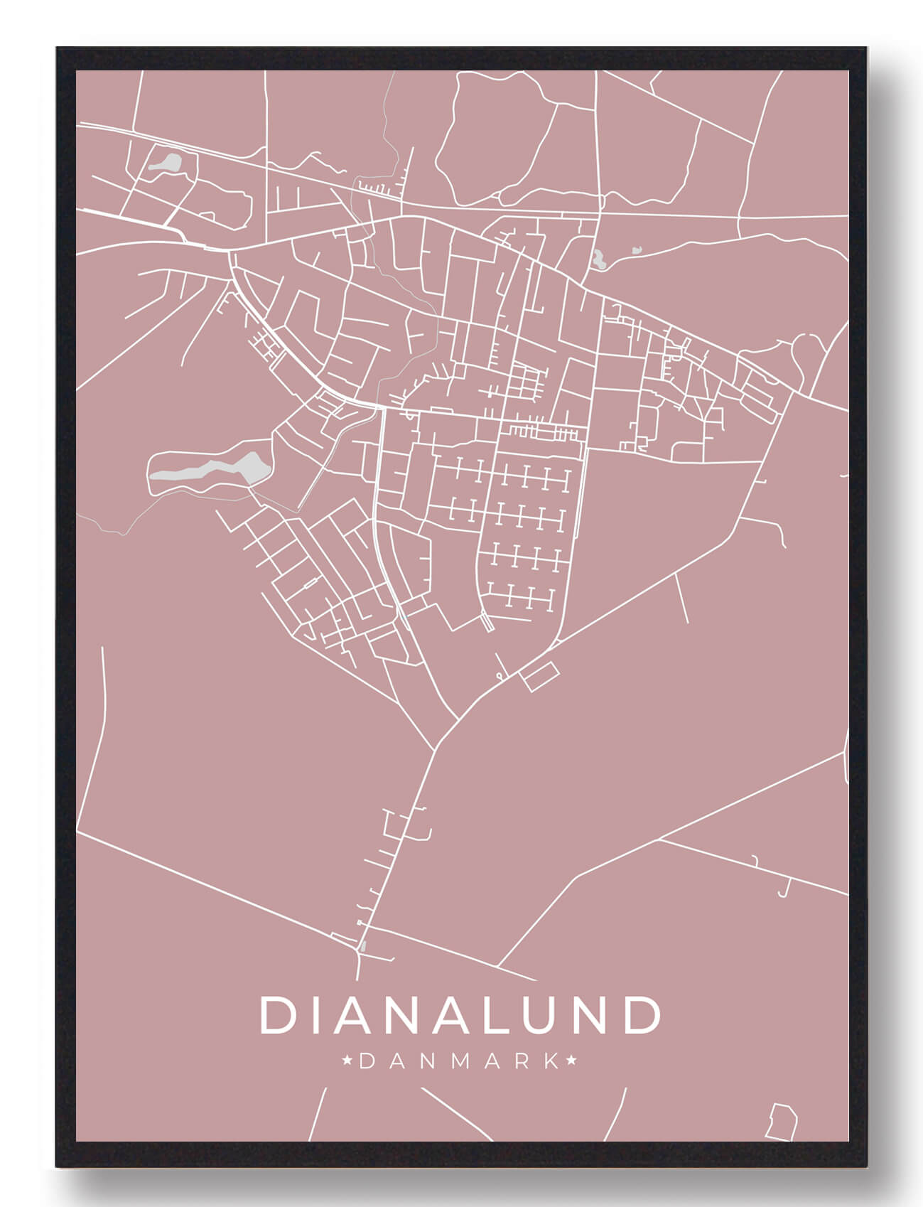 Dianalund Plakat Rosa  Størrelse:   15x21cm  A5