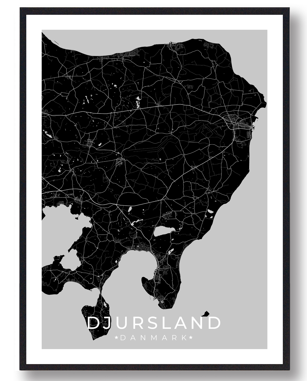 Djursland Sort Plakat  Størrelse:   15x21cm  A5